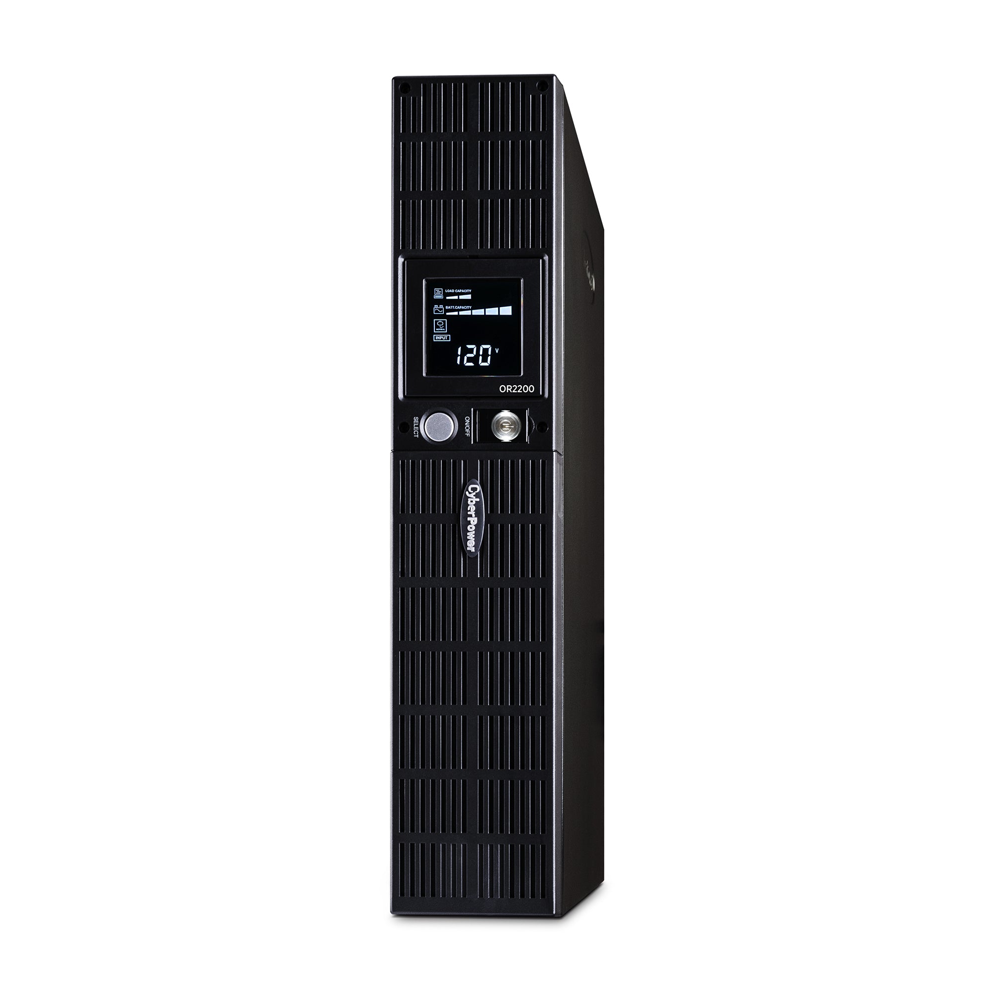 CYBERPOWER - OR2200LCDRT2U - 2200VA/1320W, Simulated Sine Wave, 2U, NEMA 5-20P (right angle), 10 ft cord, 8 NEMA 5-20R, USB, Serial, SNMP, PowerPanel Business Edition software, Yes, 3 year warranty