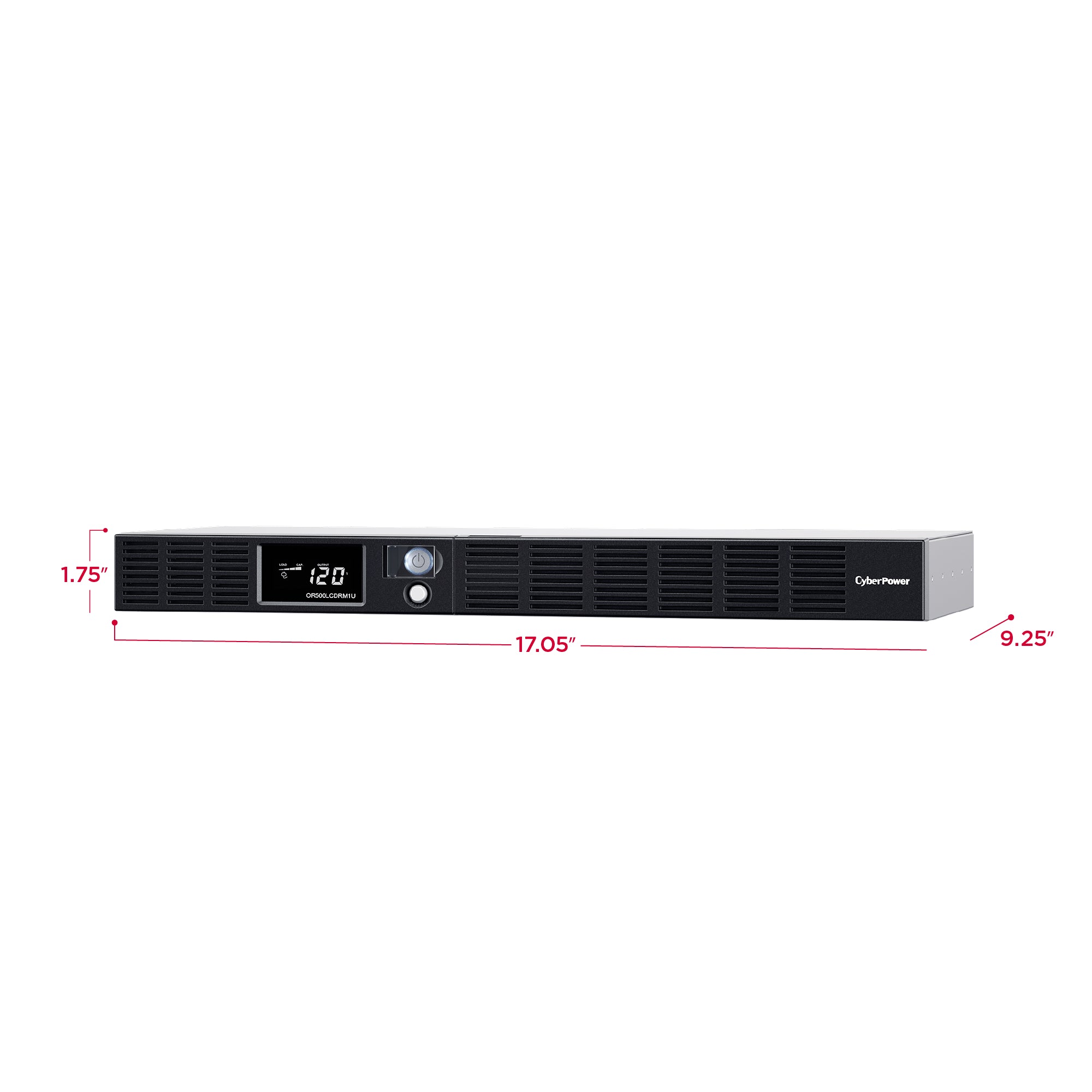 CYBERPOWER - OR500LCDRM1U - 500VA/300W 1U Rackmount UPS, 6 NEMA 5-15R Outlets, NEMA 5-15P Plug, 10 Ft. Cord, LCD, AVR, USB, Relay, SNMP, PowerPanel Business Software, 3 Year Warranty