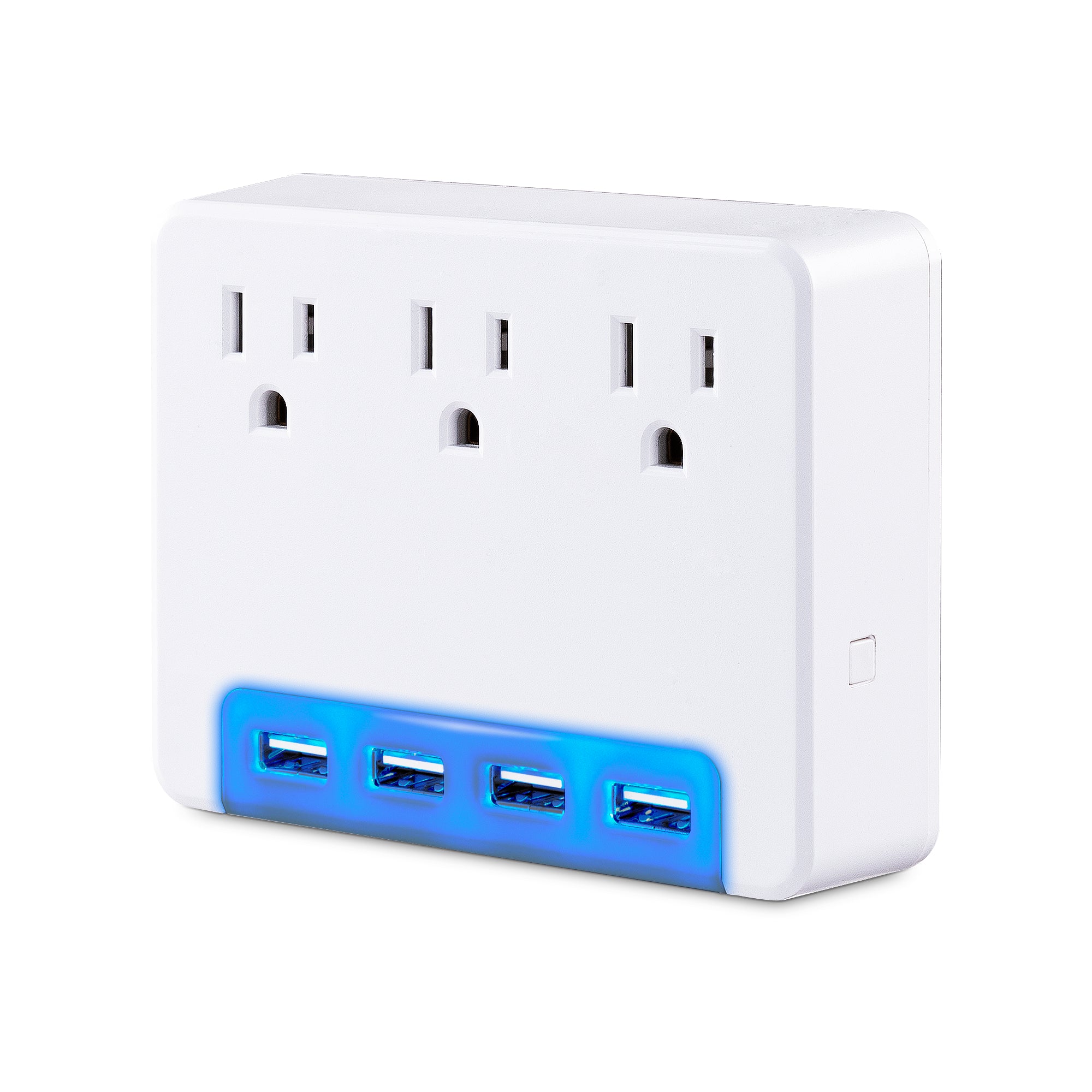 Cyber Power - P3WUH - 3 AC Outlet Wall Tap 125V with 4 USB 3.4A Charging Ports Glow Colors