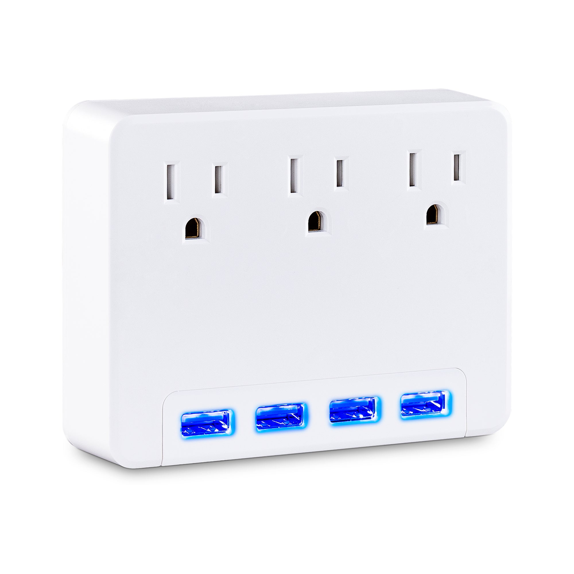 Cyber Power - P3WU - 3 AC Outlet Wall Tap 125V with 4 Lighted 4.2A USB Charging Ports 