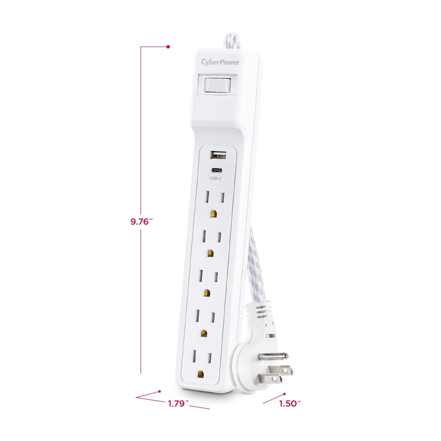 CYBERPOWER - P504UC - 5-Outlet Surge Suppressor - 4 FT Cord 1 USB A 1 USB C