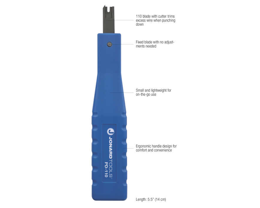 Jonard Tools - PD-110 - Non Impact Punch Down Tool, 110 Blade w/ Cutter