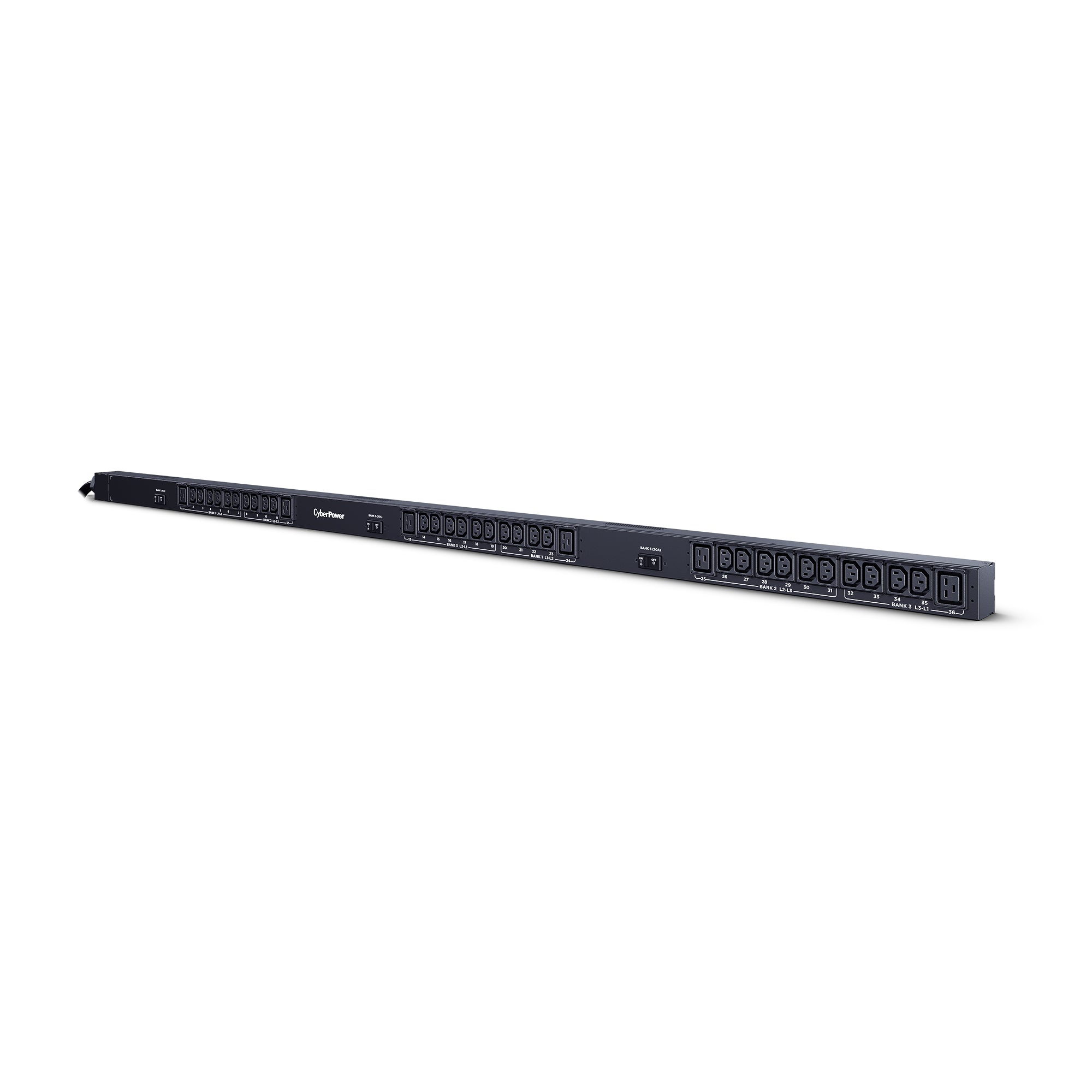 Cyber Power - PDU13104 - 3-Phase Basic PDU, 50A/200V-240V, 0U, (30) IEC-320 C13 + (6) IEC-320 C19, Hubbell CS8365C