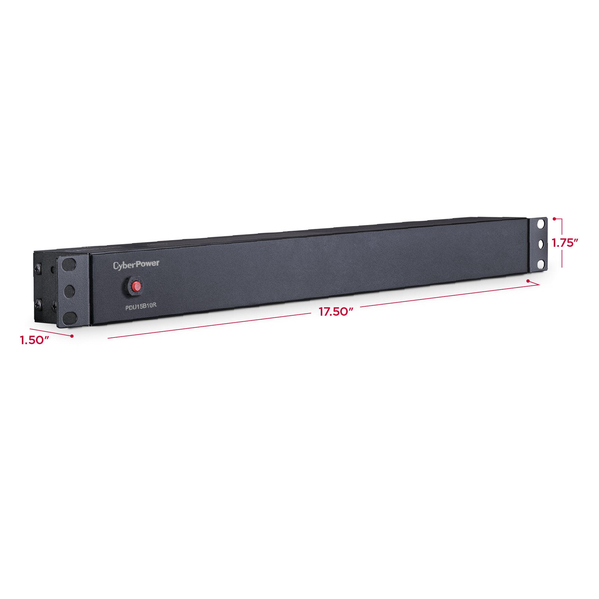 Cyber Power - PDU15B10R - 15A (Derated to 12A), 120 V, 50Hz/60Hz, NEMA 5-15P plug, 10 NEMA 5-15R, 1U Rackmount, 15 ft Cord, Limited lifetime warranty