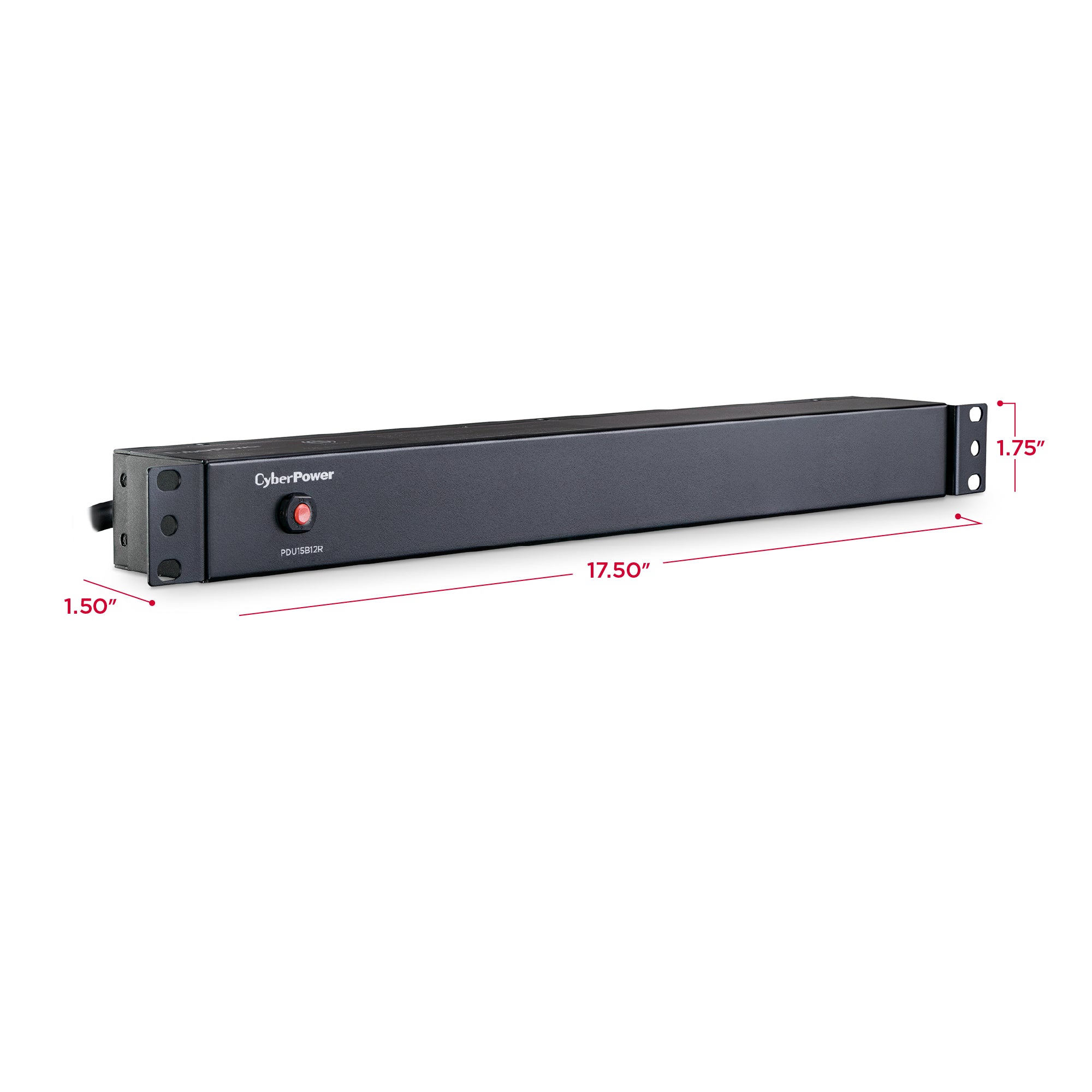 Cyber Power - PDU15B12R - 15A (Derated to 12A), 120 V, 50Hz/60Hz, NEMA 5-15P plug, 12 NEMA 5-15R, 1U Rackmount, 15 ft Cord, Limited lifetime warranty