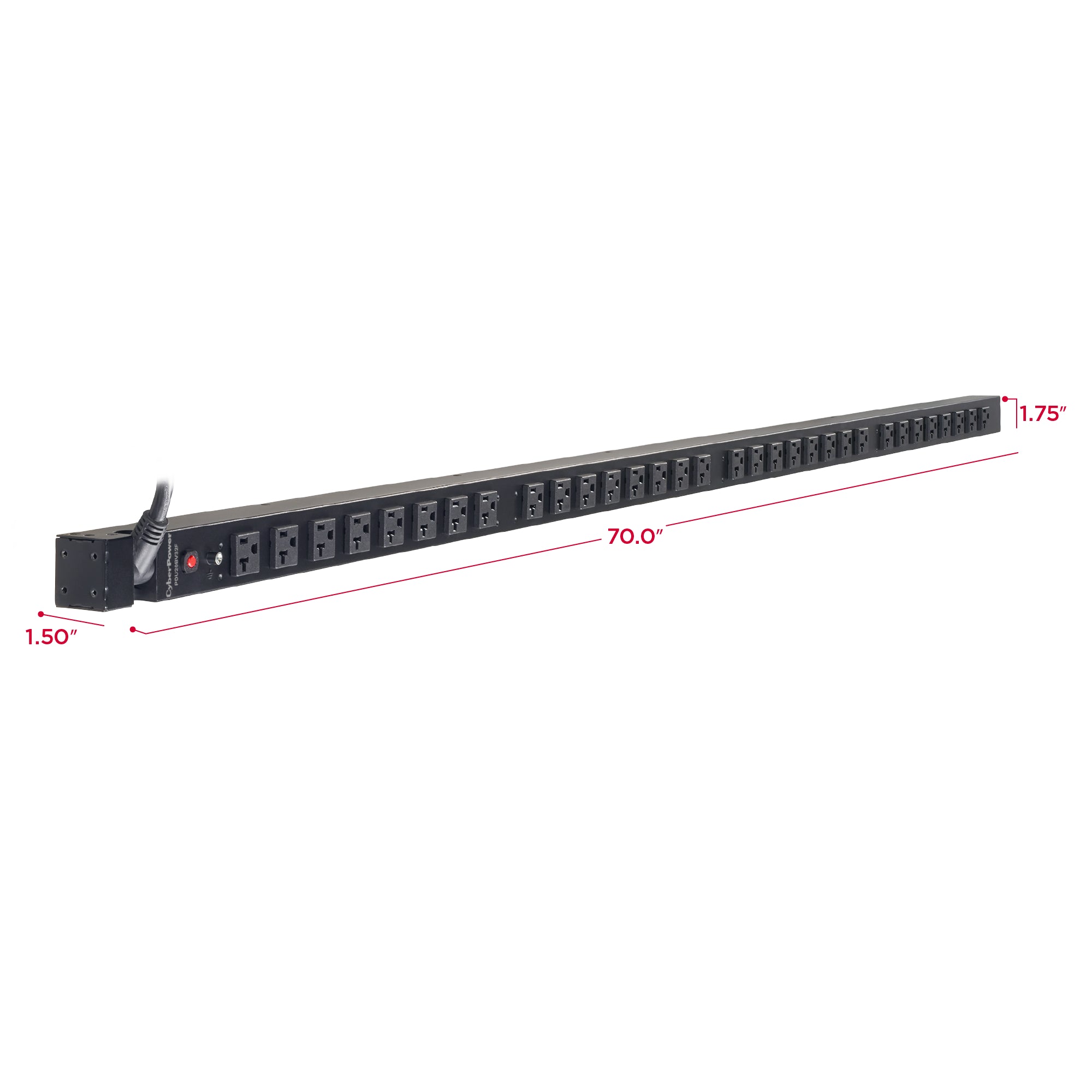 Cyber Power - PDU20BV32F - 20A (Derated to 16A), 120 V, 50Hz/60Hz, NEMA 5-20P plug, 32 NEMA 5-20R, 0U Rackmount, 10 ft cord