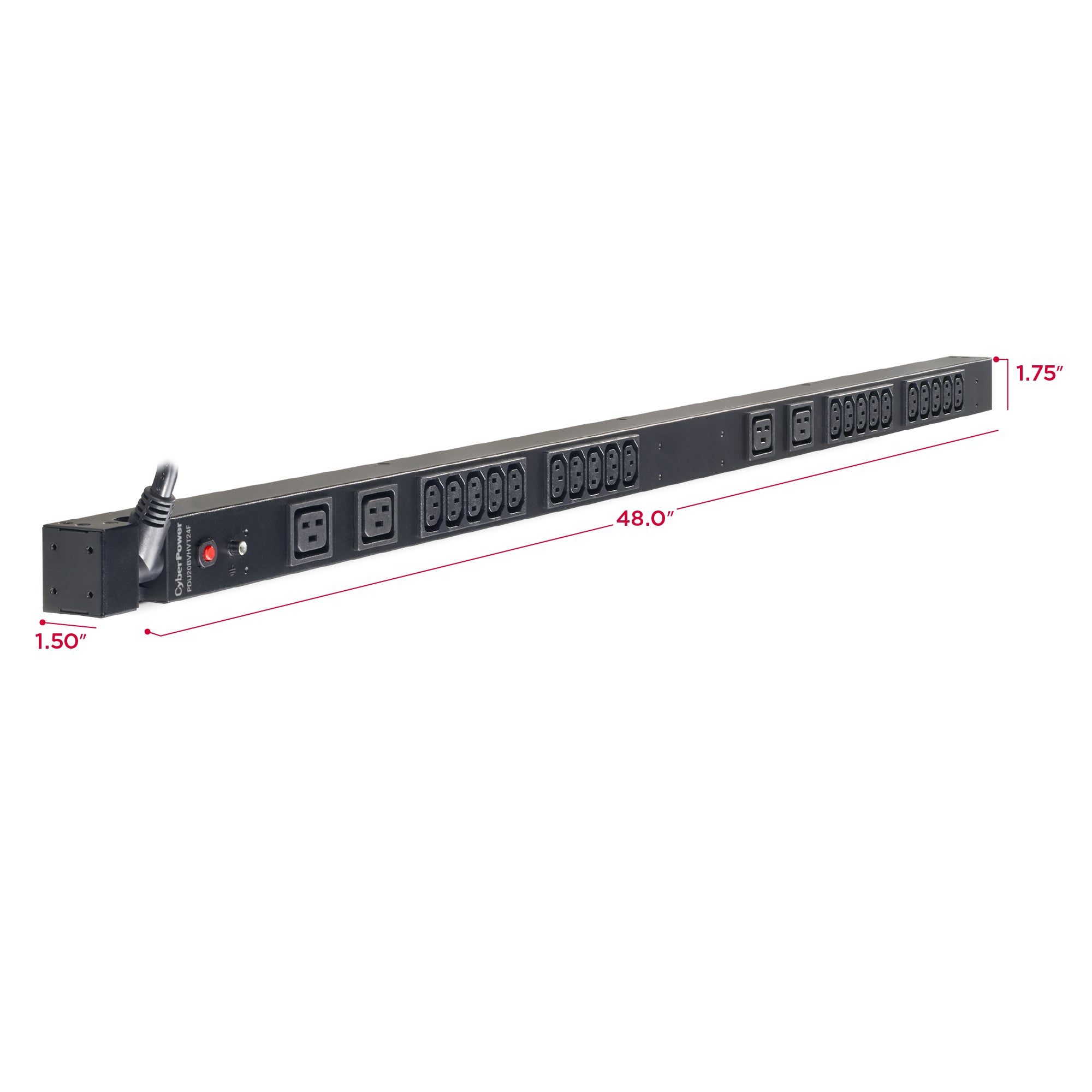 Cyber Power - PDU20BVHVT24F - 20A (Derated to 16A), 200 - 230 V, 50Hz/60Hz, NEMA L6-20P plug, 24 IEC-320, 0U Rackmount, 10 ft cord