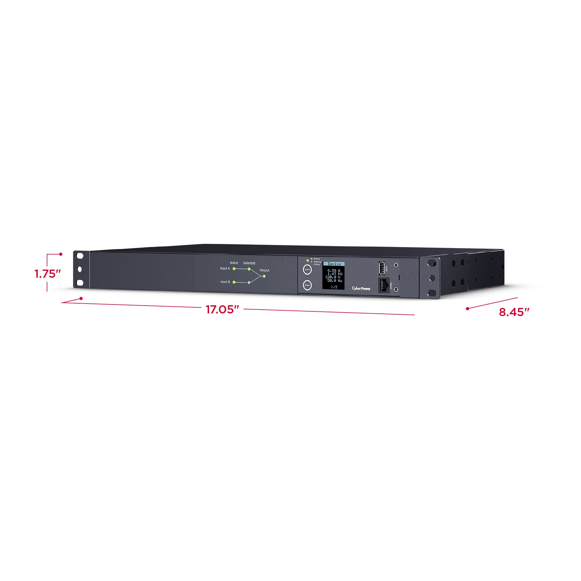 Cyber Power - PDU24004 - Single Phase 200 - 240 VAC 15A Metered ATS PDU