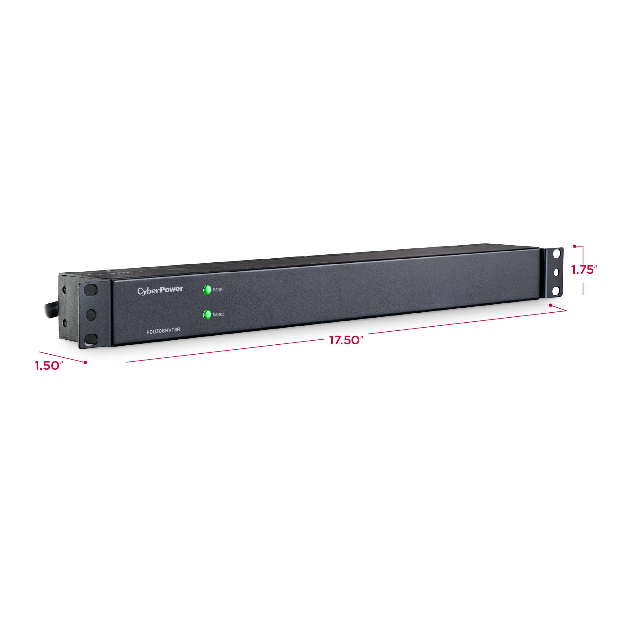 Cyber Power - PDU30BHVT8R - 30A (Derated to 24A), 208 - 230 V, 50Hz/60Hz, NEMA L6-30P plug, 8 IEC-320, 1U Rackmount