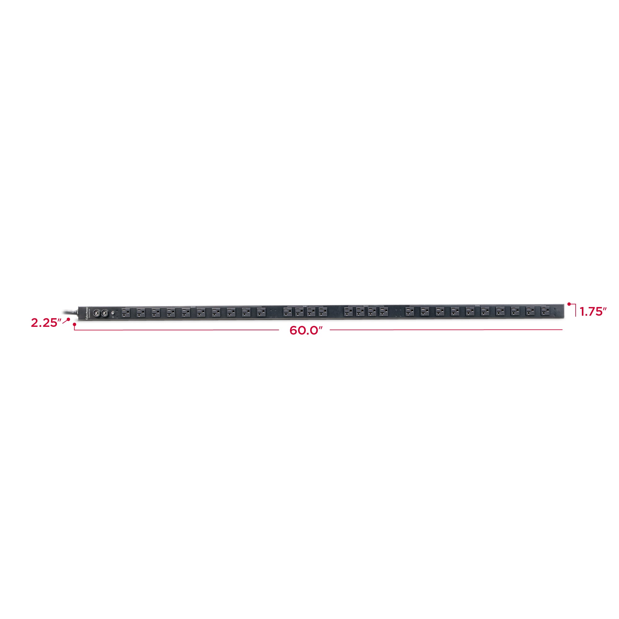 Cyber Power - PDU30BVT28F - 30A (Derated to 24A), 120 V, 50Hz/60Hz, NEMA L5-30P plug, 28 NEMA 5-20R, 0U Rackmount