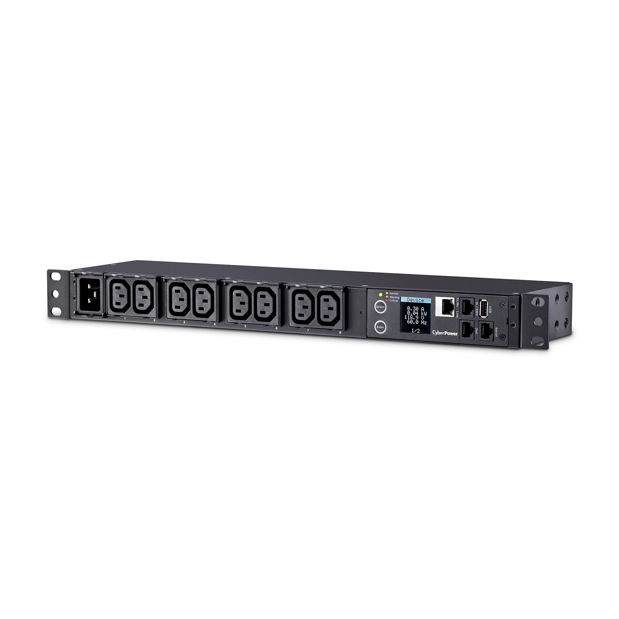 Cyber Power - PDU31005 - Monitored PDU 20A 100-240V (8) IEC-C13 Outlets IEC-C20 10ft Cord SNMP 1U