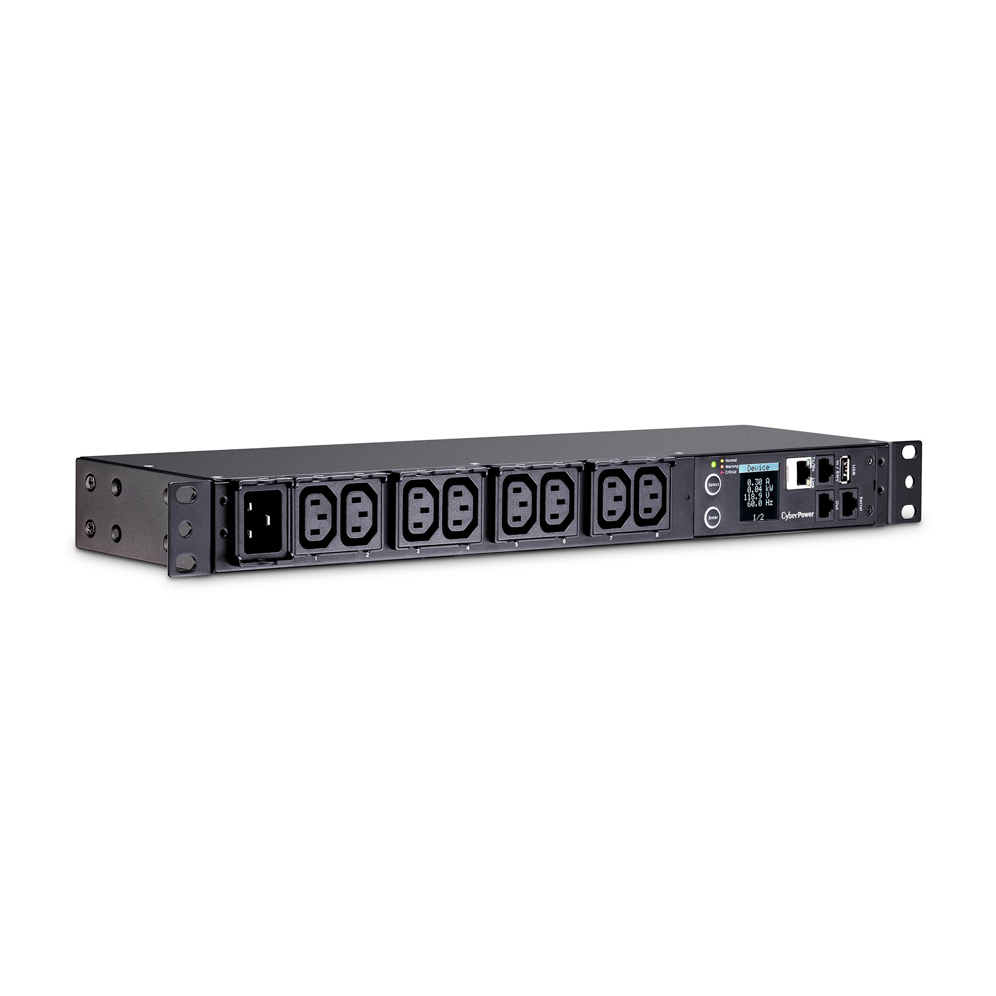 Cyber Power - PDU31005 - Monitored PDU 20A 100-240V (8) IEC-C13 Outlets IEC-C20 10ft Cord SNMP 1U