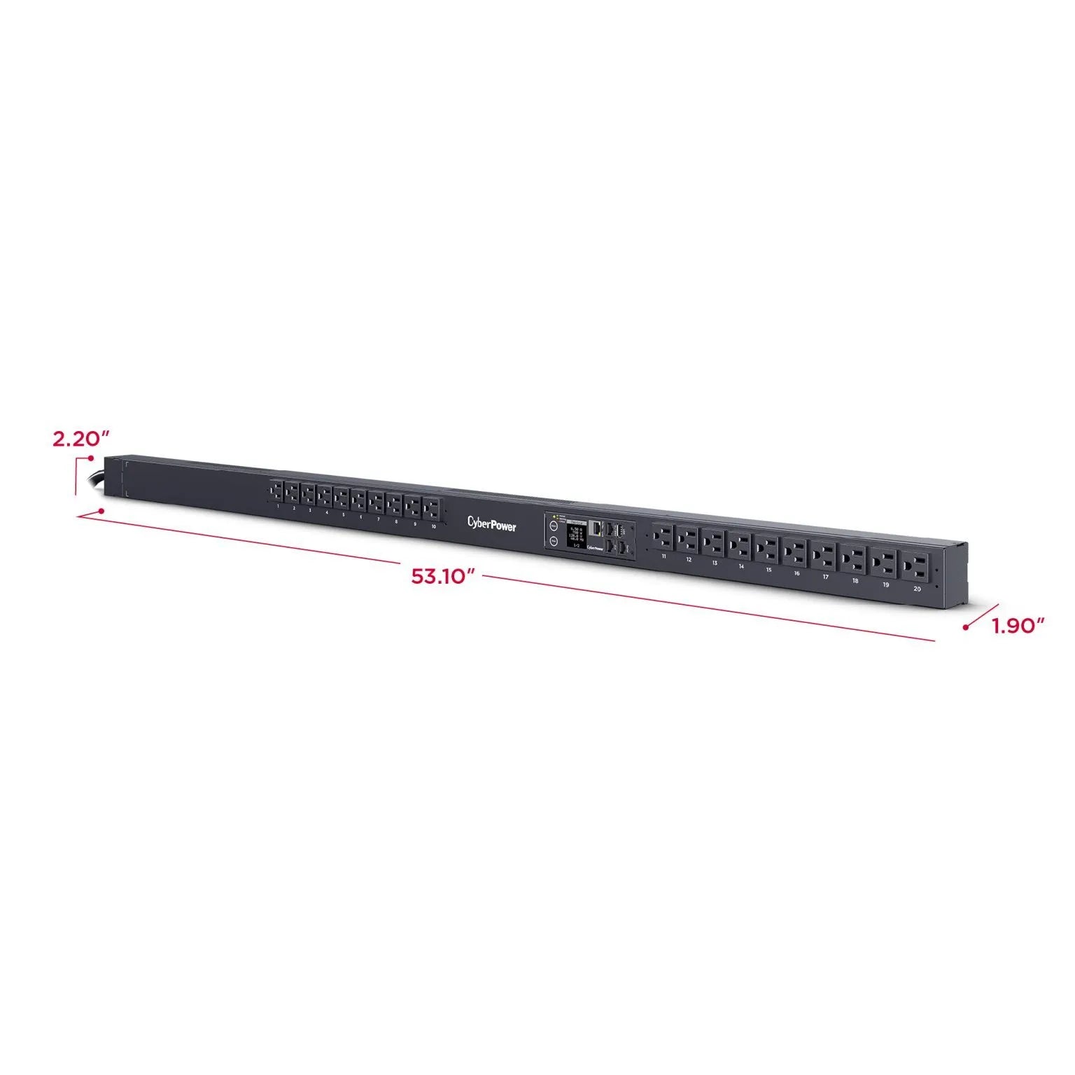 CYBERPOWER - PDU31116 - 15A (Derated to 12A), 100 - 120 V, 50Hz/60Hz, NEMA 5-15P plug, 20 NEMA 5-15R, 0U Rackmount, 10 ft cord, 3 year warranty