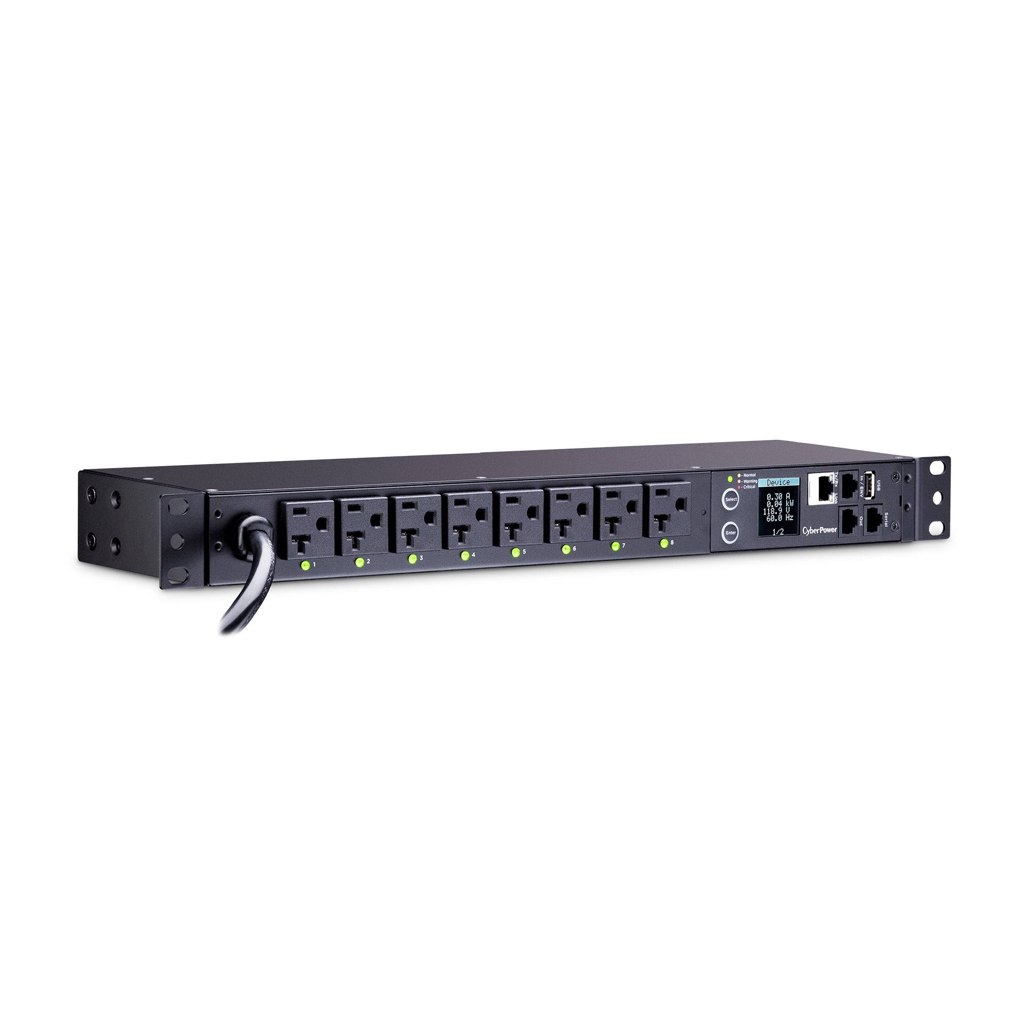 Cyber Power - PDU41002 - Switched PDU 20A 120V NEMA (L)5-20P input 8 NEMA 5-20R output 12ft cord 1U