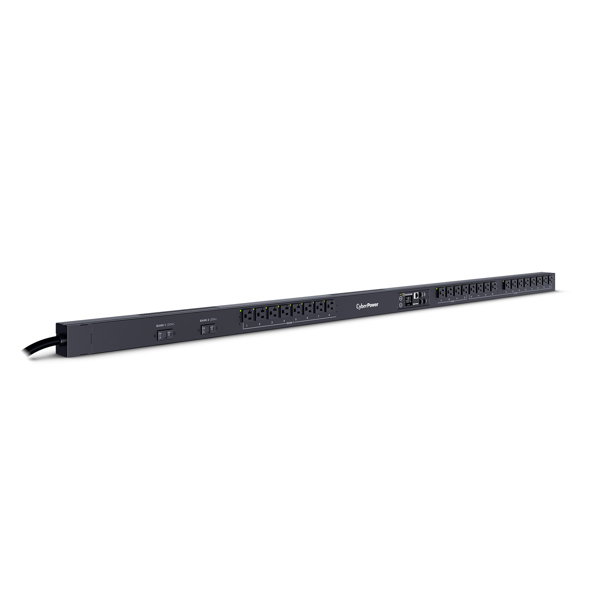 Cyber Power - PDU41102 - Switched PDU, 30A (Derated to 24A), 100-120V, 50/60 HZ, 24 x NEMA 5-20R Outlets, NEMA L5-30P Plug, 10 Ft Cord, 0U Rackmount, SNMP, 3Yr Warranty