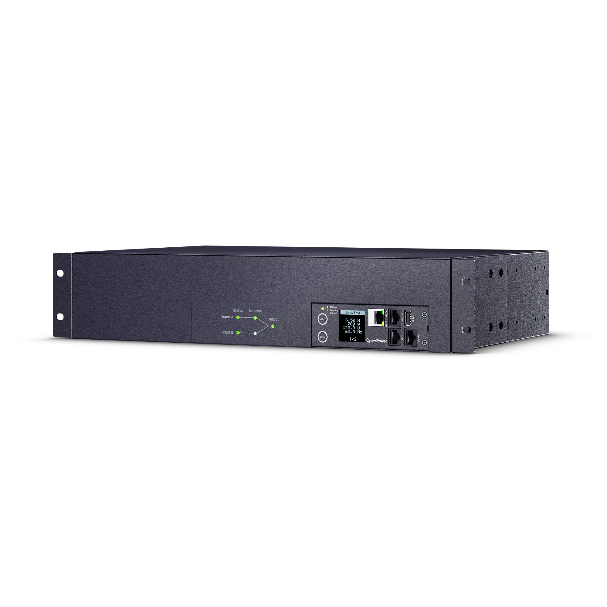 Cyber Power - PDU44003 - Switched ATS PDU, 30A (Derated to 24A), 100-120V, 2 x NEMA L5-30P Plug w/10 Ft Cord, 17 Outlets (16 x 5-20R + 1 x L5-30R), 2U Rackmount, 3 Year Warranty