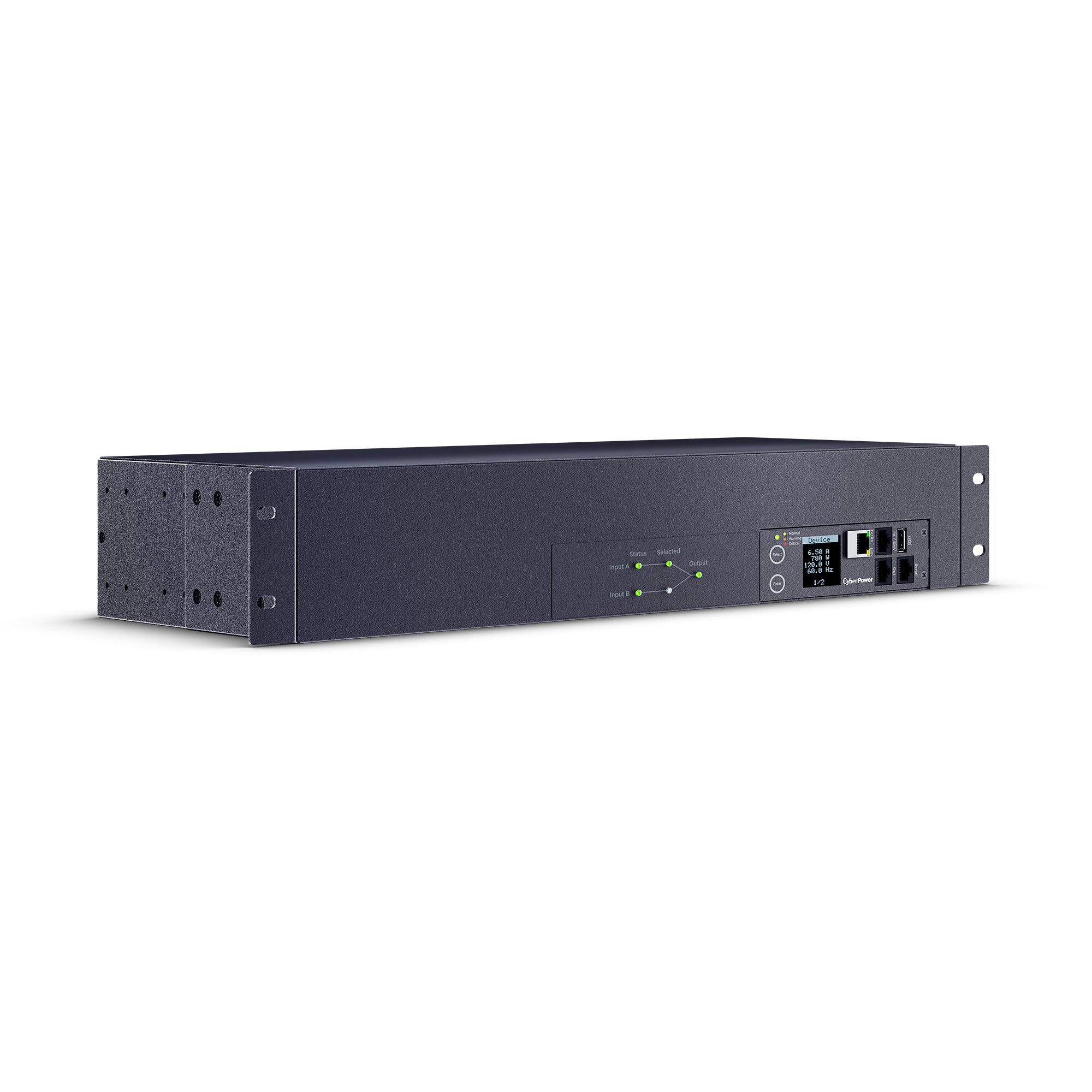 Cyber Power - PDU44003 - Switched ATS PDU, 30A (Derated to 24A), 100-120V, 2 x NEMA L5-30P Plug w/10 Ft Cord, 17 Outlets (16 x 5-20R + 1 x L5-30R), 2U Rackmount, 3 Year Warranty