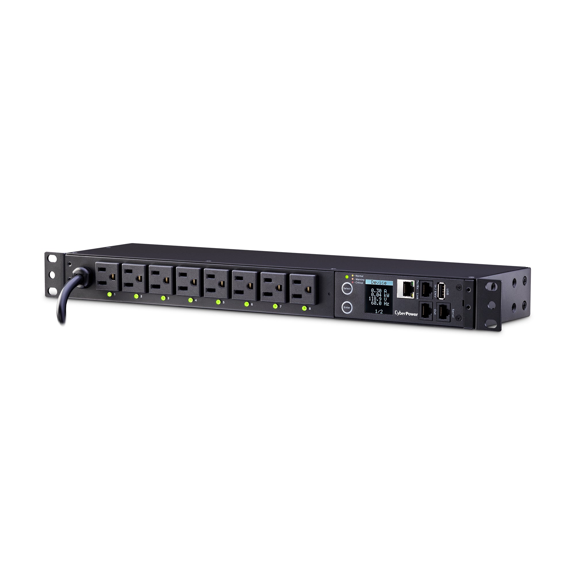 Cyber Power - PDU81001 - SW MBO PDU 15A 120V Metered-by-Outlet Switched PDU NEMA Outlets 12ft cord