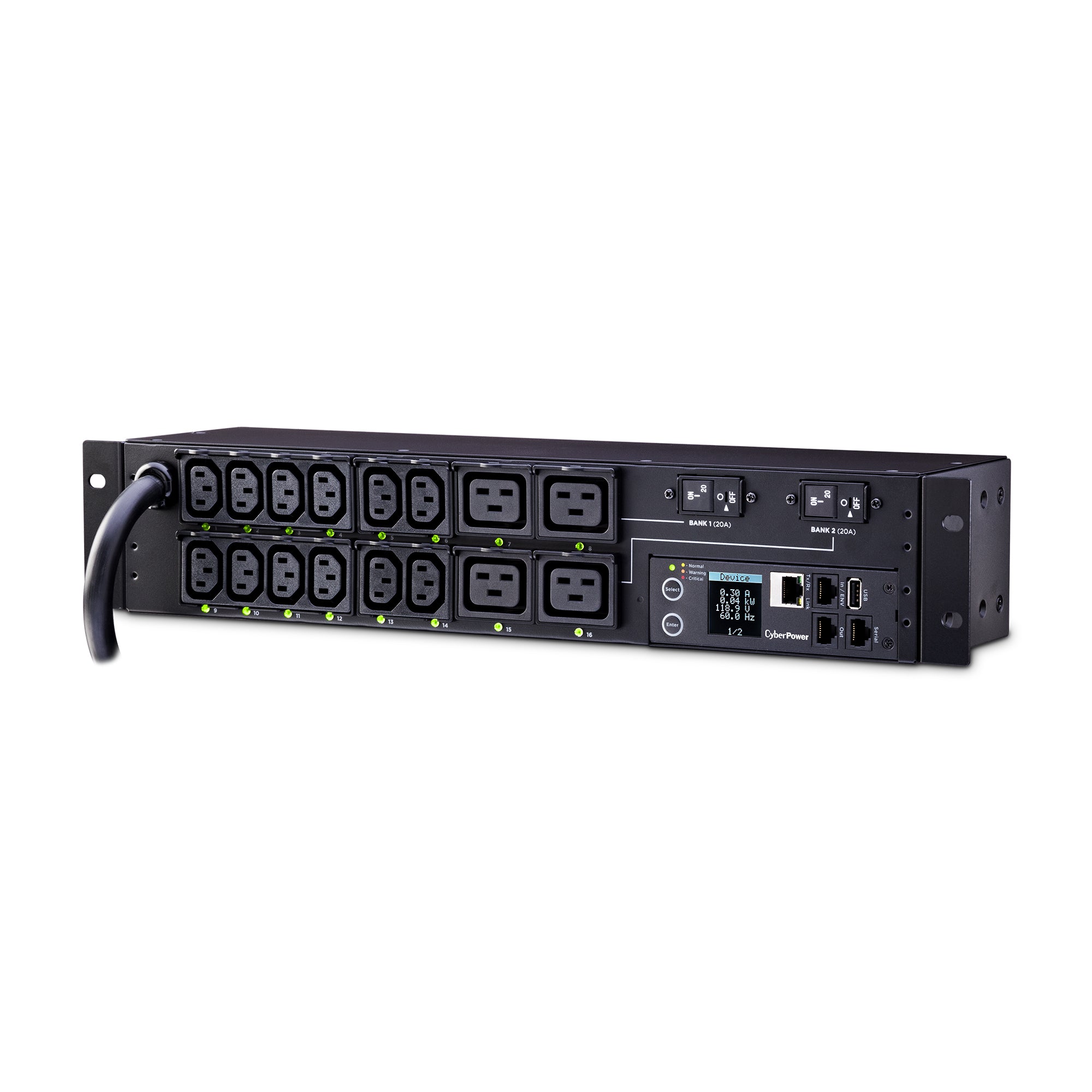 Cyber Power - PDU81008 - SW MBO PDU 30A 208V Metered-by-Outlet Switched PDU 16 C13-C19 Outlets 12ft cord