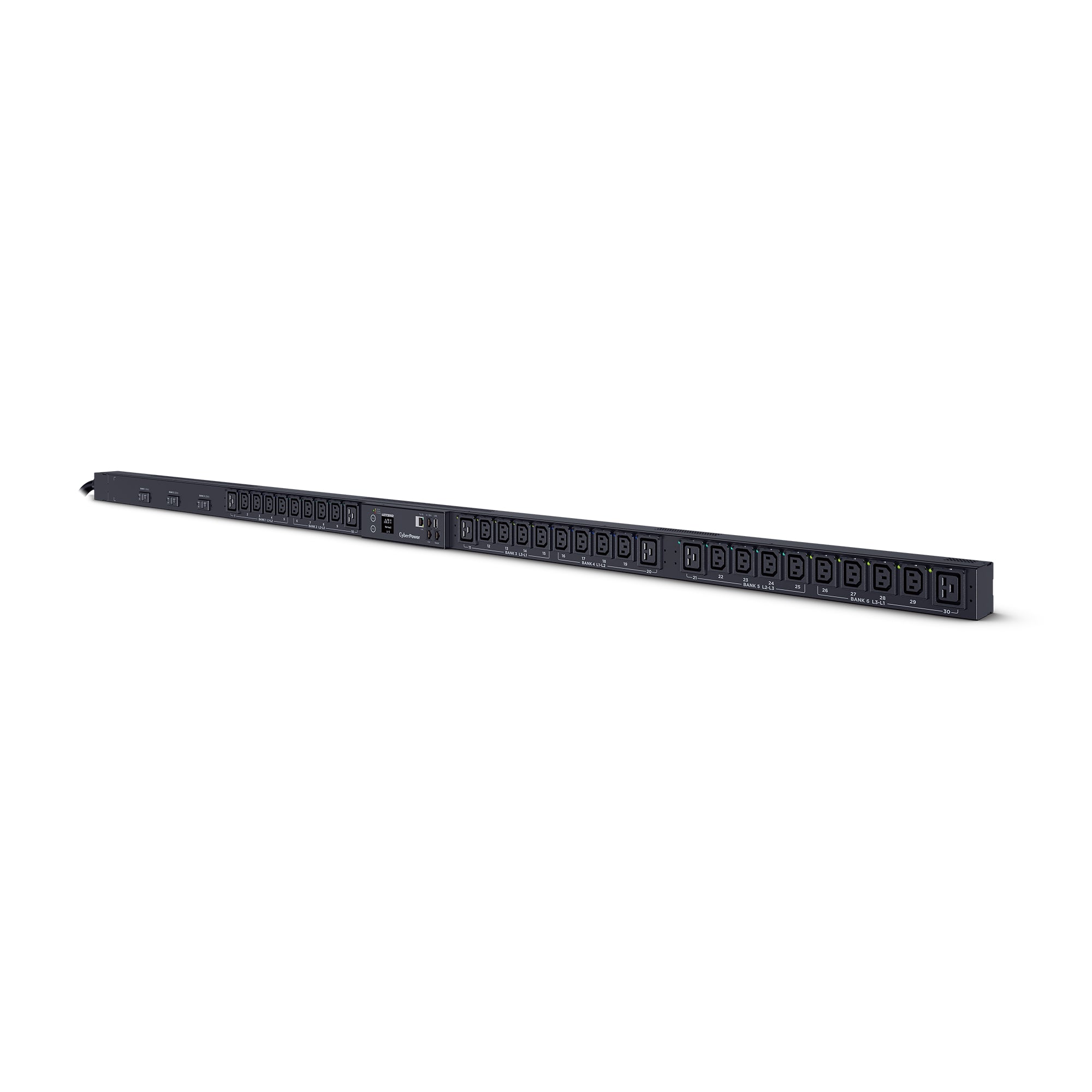 Cyber Power - PDU83107 - 3-Phase Switched MBO PDU, 200-240V/50A, 0U, (24) C13 + (6) C19, Hubbell CS8365C