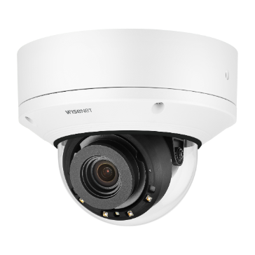 Hanwha - PND-A9081RV - 4K Network AI IR Dome Camera, Max. 4K resolution @ 30FPS, 0.05Lux@F1.6 (Color), 0Lux (B/W, IR LED on), Day & Night(ICR), 4.5~10mm(2.2x) motorized varifocal lens, WDR(120dB), H.265, H.264, MJPEG codec, WiseStreamⅡ, WiseStreamⅢ (