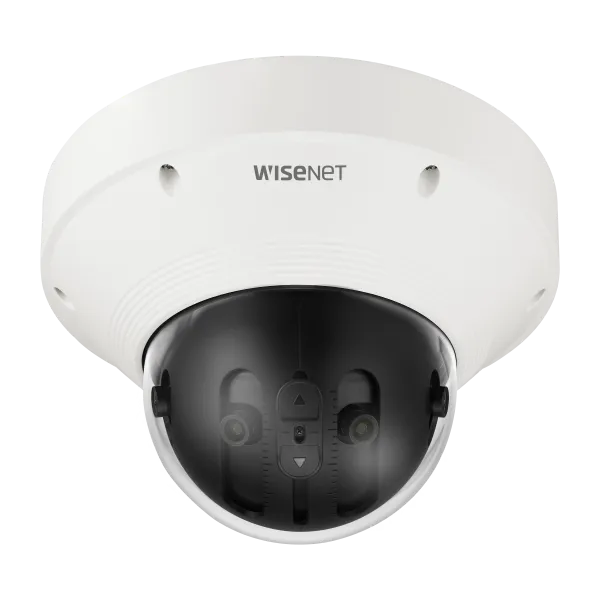 Hanwha - PNM-9022V - WN7 Panoramic Multi-sensor camera, 180º view, (2MP X 4 sensors) 7.3MP @ 30fps, panoramic 209º view, 8.3MP, triple codec H.265/H.264/MJPEG with WiseStream II technology, extreme WDR 120dB, defocus detection, built in analytics, He