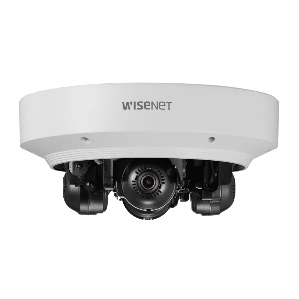 Hanwha - PNM-9084QZ1 - Wisenet P series network vandal outdoor Multi-sensor Multi-Directional dome camera, (2MP X 4 sensors) 8MP @ 60fps, motorized vari-focal lens 2x (3.0~6.0mm) (107°~56.3°), PTRZ (Pan/Tilt/Rotate/Zoom) remote adjustment, triple cod