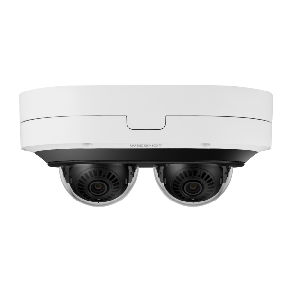 Hanwha - PNM-C12083RVD - Network vandal outdoor 2CH AI IR dome camera, (6MP X 2 sensors) 12MP @ 15fps, 3.4~6.8mm(2x) (95.08°~47.64°) motorized varifocal lens, Triple codec (H.265/H.264/MJPEG), IR viewable length 25m (82ft), USB port for easy installa