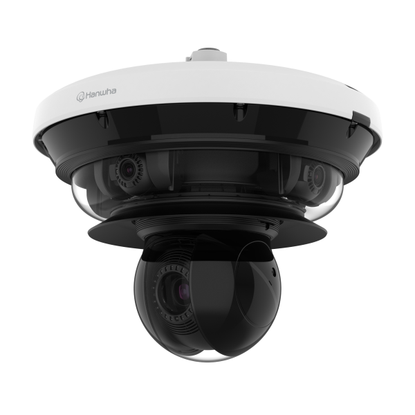 Hanwha - PNM-C34404RQPZ - Wisenet P series network vandal outdoor Multi-Directional camera with PTZ, [AI ON] 4CH x 8MP @ 15FPS / [AI OFF] 4CH x 8MP @ 20FPS + PTZ 40x 2MP @ 60FPS, 4CH Remote PTRZ Lens 3.3~5.7mm (FoV H: 109°~56°, V: 55°~31°), triple co
