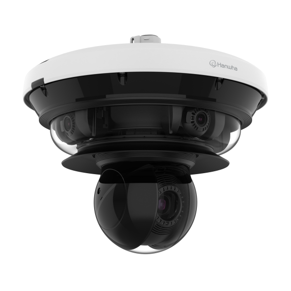 Hanwha - PNM-C34404RQPZ - Wisenet P series network vandal outdoor Multi-Directional camera with PTZ, [AI ON] 4CH x 8MP @ 15FPS / [AI OFF] 4CH x 8MP @ 20FPS + PTZ 40x 2MP @ 60FPS, 4CH Remote PTRZ Lens 3.3~5.7mm (FoV H: 109°~56°, V: 55°~31°), triple co