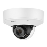 Hanwha - PNV-A9081R - 4K Network AI IR Vandal Dome Camera, Max. 4K resolution @ 30FPS, 0.05Lux@F1.6 (Color), 0Lux (B/W, IR LED on), Day & Night(ICR), 4.5~10mm(2.2x) motorized varifocal lens, WDR(120dB) H.265, H.264, MJPEG codec, WiseStreamⅡ, WiseStre