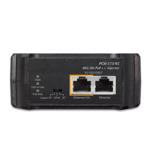 Planet - POE-175-95 - Single-Port 10/100/1000Mbps 802.3bt PoE++ Injector (95 Watts, 802.3bt Type-4/UPoE/Legacy mode support via DIP switch) - w/ internal power