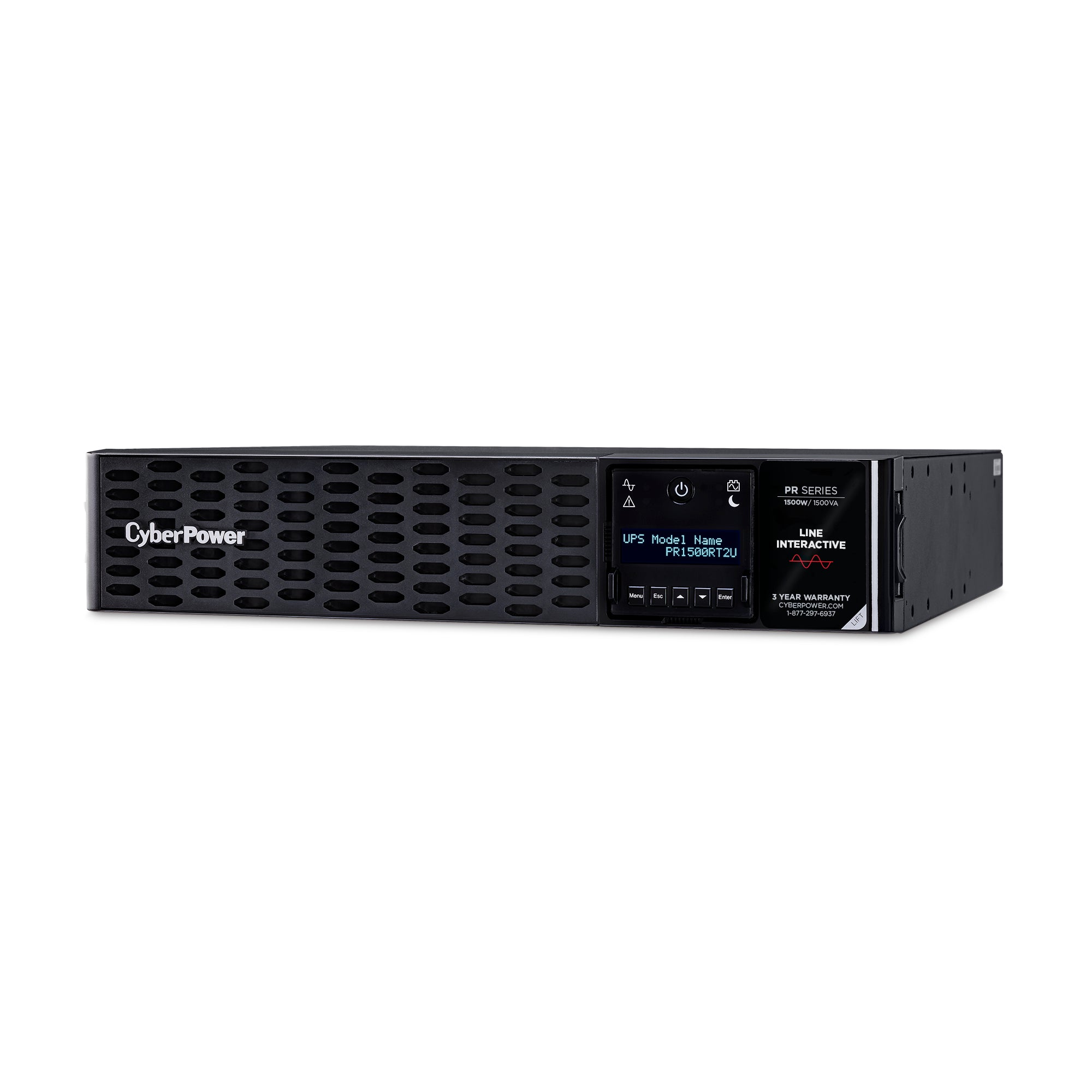 Cyber Power - PR1500RT2UN - UPS SYSTEMS New Smart App 1500VA/1500W, Sine Wave, 2U, NEMA 5-15P, 10 Ft Cord