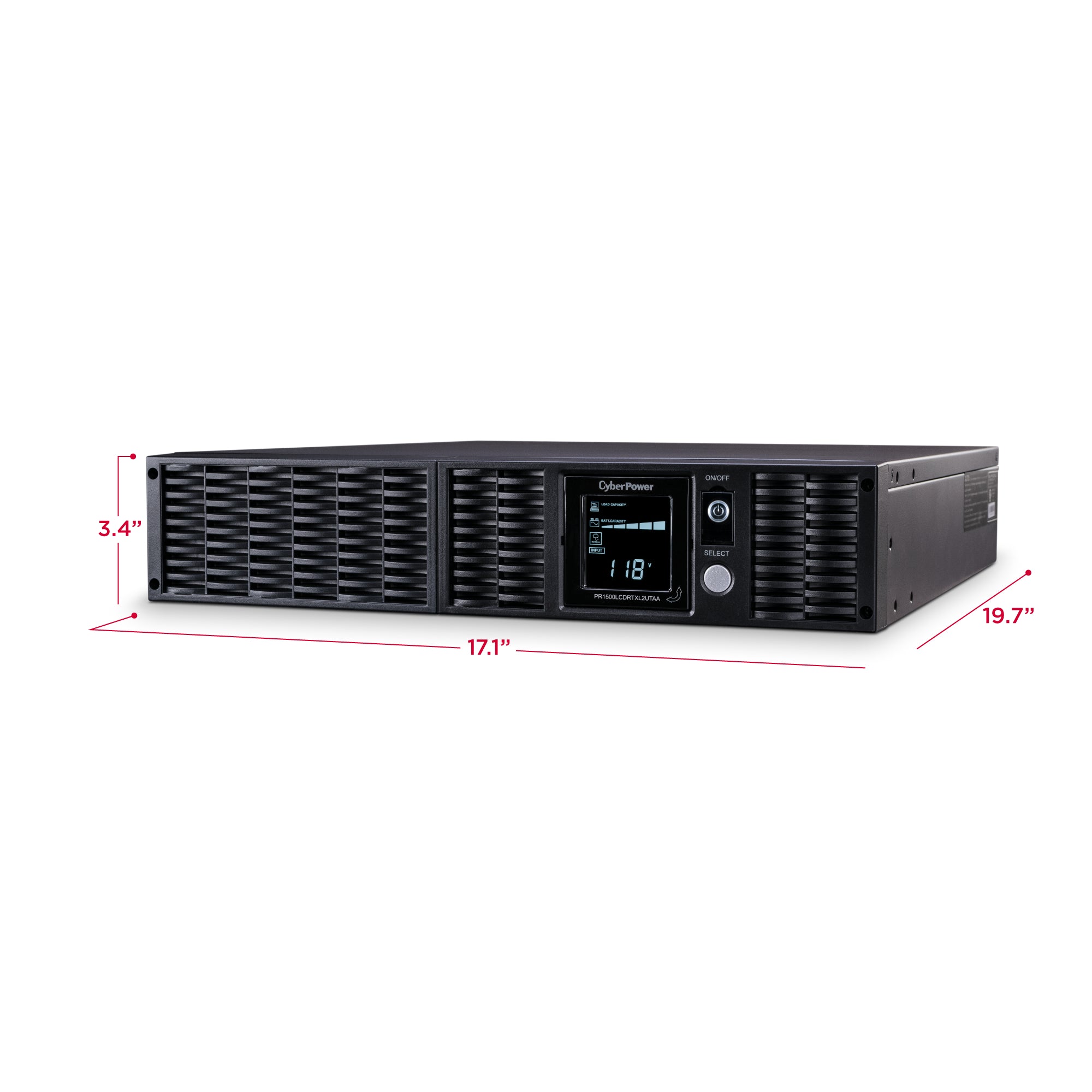 CYBERPOWER - PR1500RTXL2UTAA - 1500VA/1500W, Sine Wave, 2U, NEMA 5-15P, 10 Ft Cord, 8 NEMA 5-15R, USB, Serial, SNMP, Relay, EPO, PowerPanel Business software, Accepts EBM BP48VP2U02TAA, 3 Yr Warranty, TAA Compliant