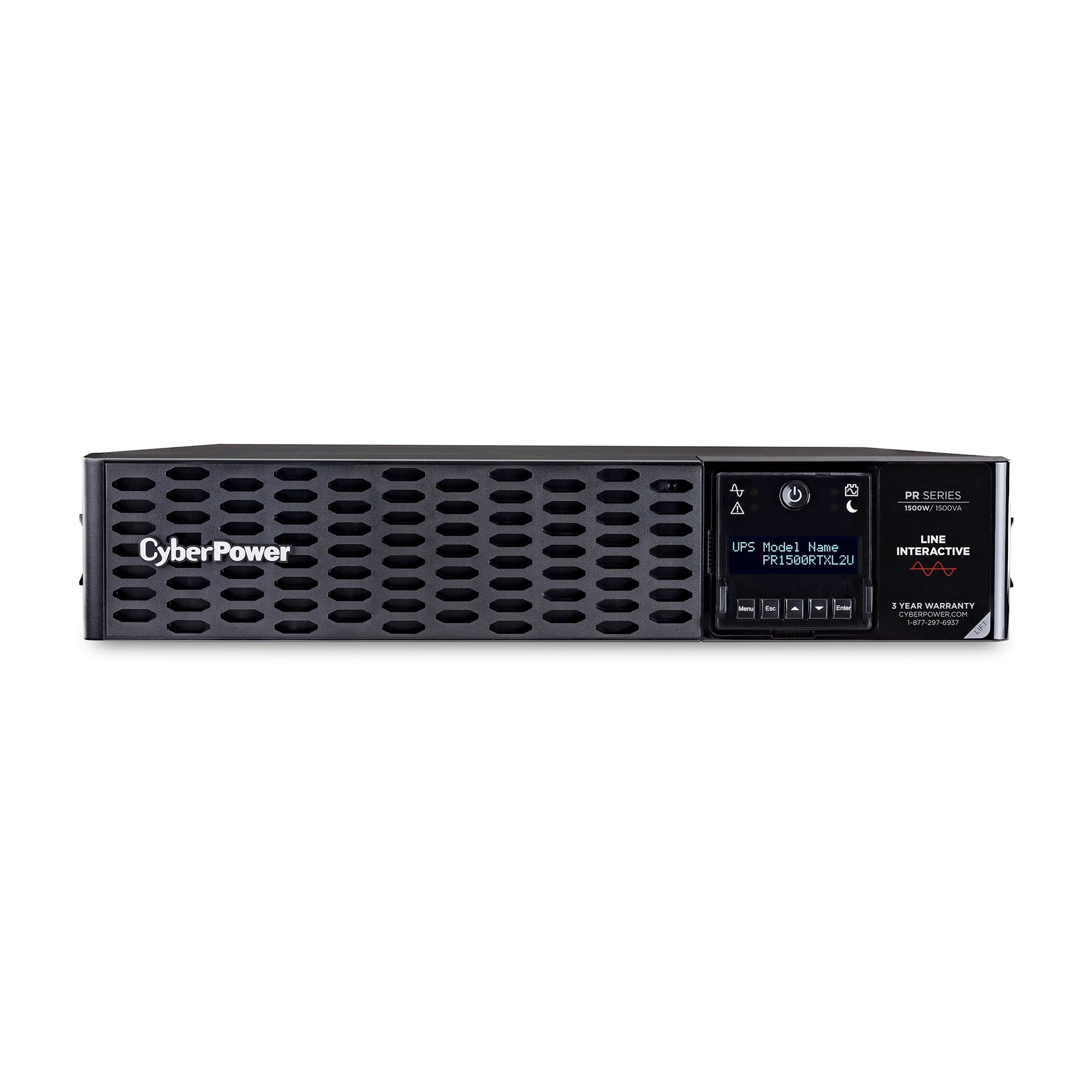 Cyber Power - PR1500RTXL2U - UPS SYSTEMS New Smart App 1500VA/1500W, Sine Wave, 2U, NEMA 5-15P, 10 Ft Cord