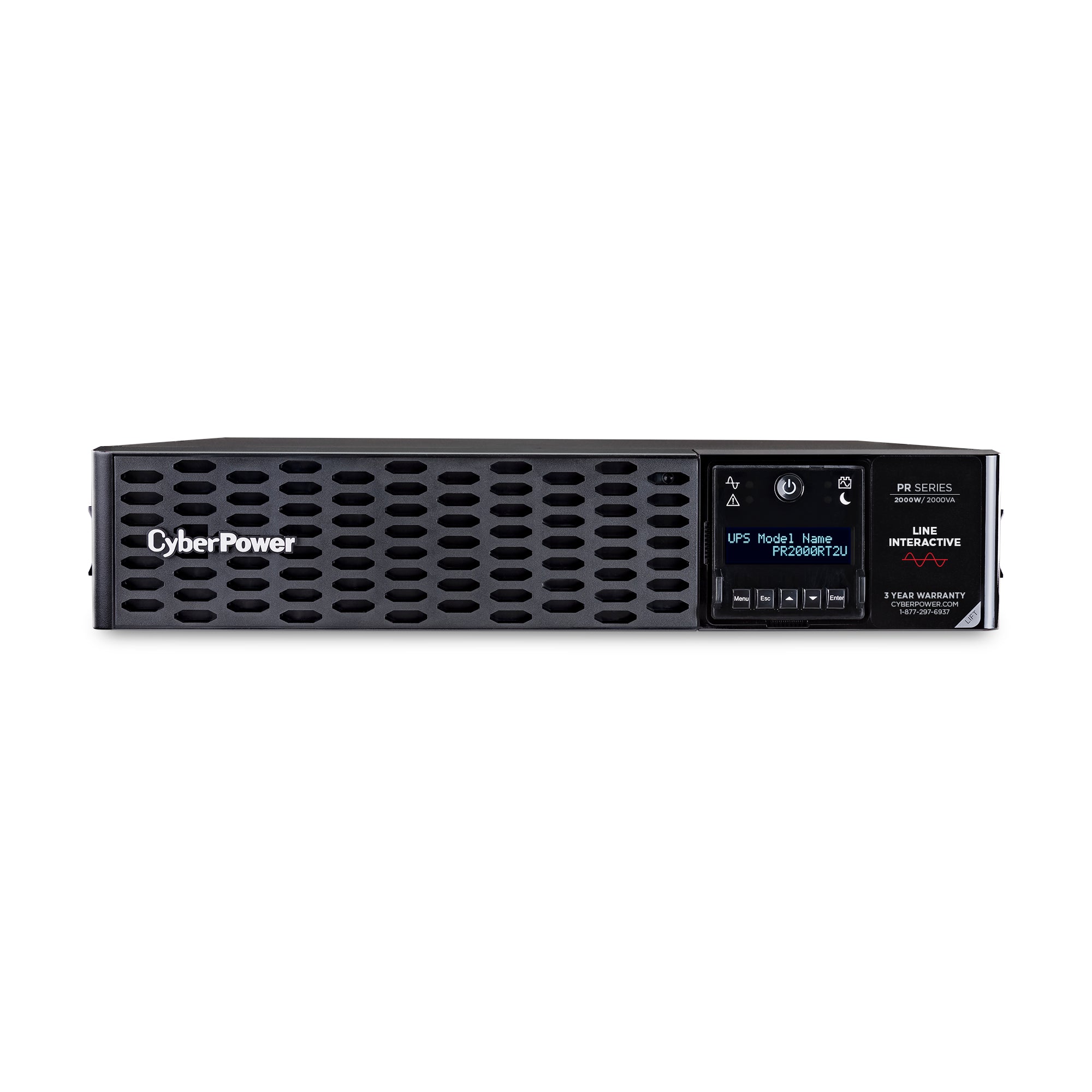 Cyber Power - PR2000RT2UN - UPS SYSTEMS New Smart App, 2000VA/2000W, Sine Wave, 2U, NEMA 5-20P, 10 Ft Cord