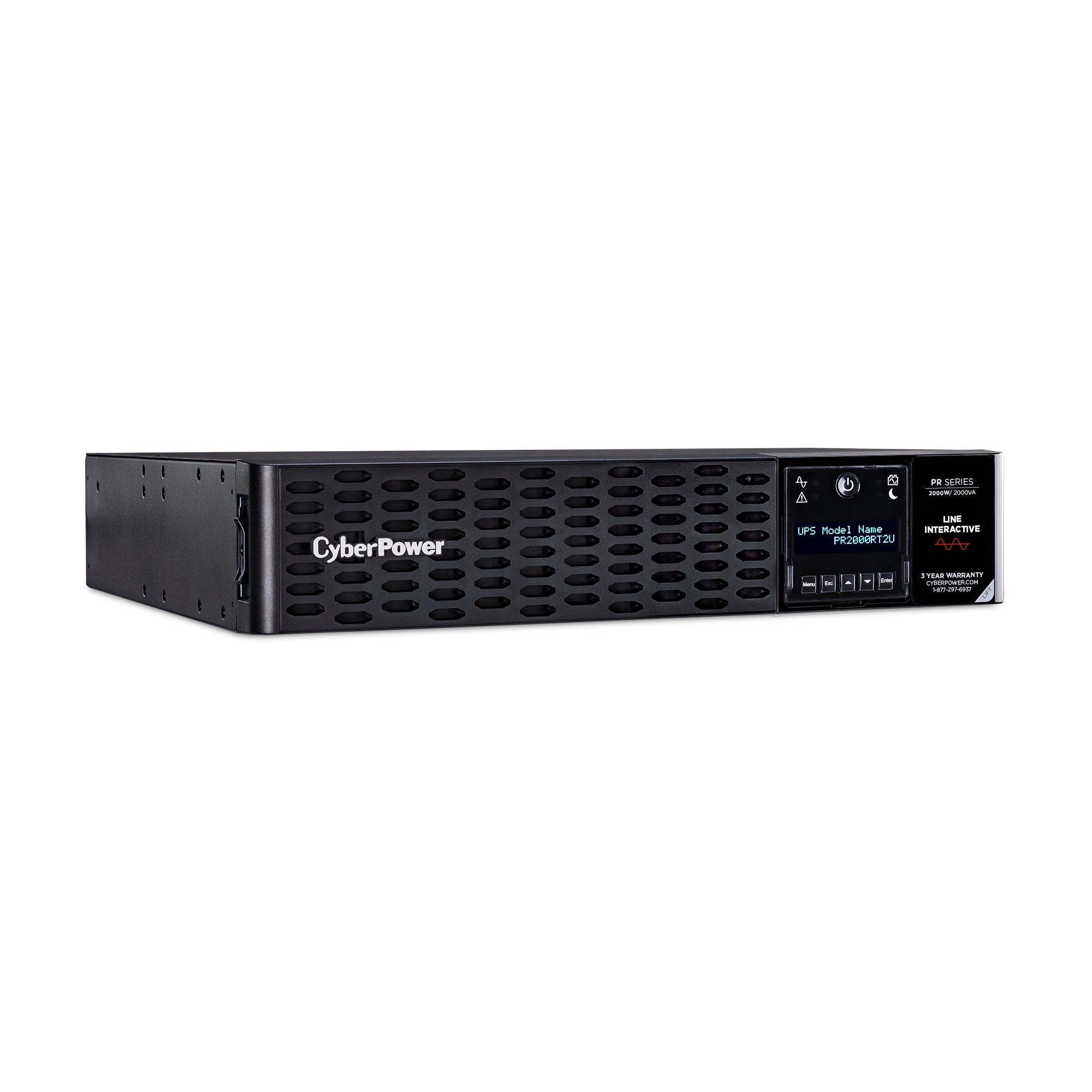 Cyber Power - PR2000RT2UN - UPS SYSTEMS New Smart App, 2000VA/2000W, Sine Wave, 2U, NEMA 5-20P, 10 Ft Cord