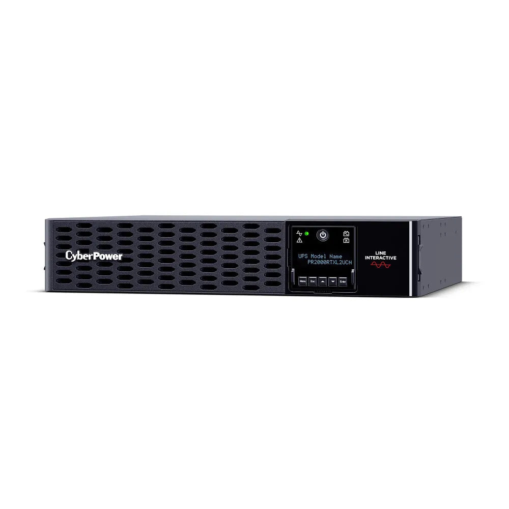 CYBERPOWER - PR2000RTXL2UCN - 2000VA/2000W, Sine Wave, 2U, NEMA 5-20P, 10 Ft Cord, 8 NEMA 5-20R, USB, Serial, SNMP, Relay, EPO, PowerPanel Business Edition software, Pre-installed RMCARD205, Built-in Cloud Monitoring, Accepts EBM BP48VP2U02, 3 Yr War
