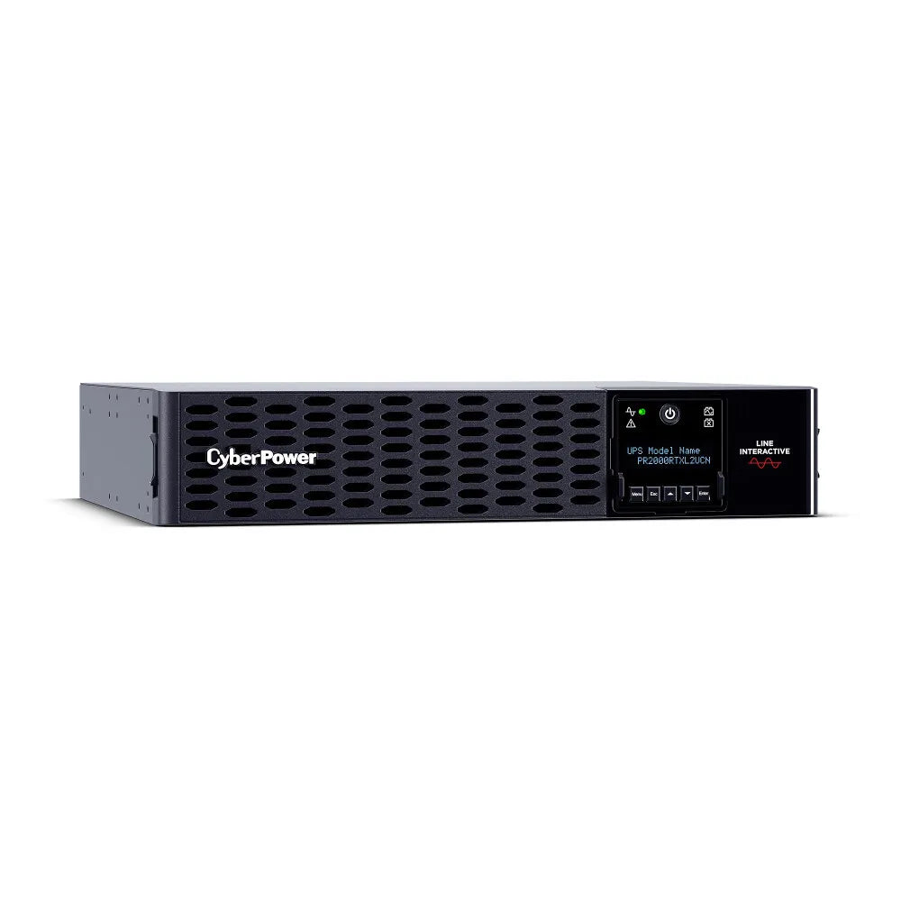 CYBERPOWER - PR2000RTXL2UCN - 2000VA/2000W, Sine Wave, 2U, NEMA 5-20P, 10 Ft Cord, 8 NEMA 5-20R, USB, Serial, SNMP, Relay, EPO, PowerPanel Business Edition software, Pre-installed RMCARD205, Built-in Cloud Monitoring, Accepts EBM BP48VP2U02, 3 Yr War
