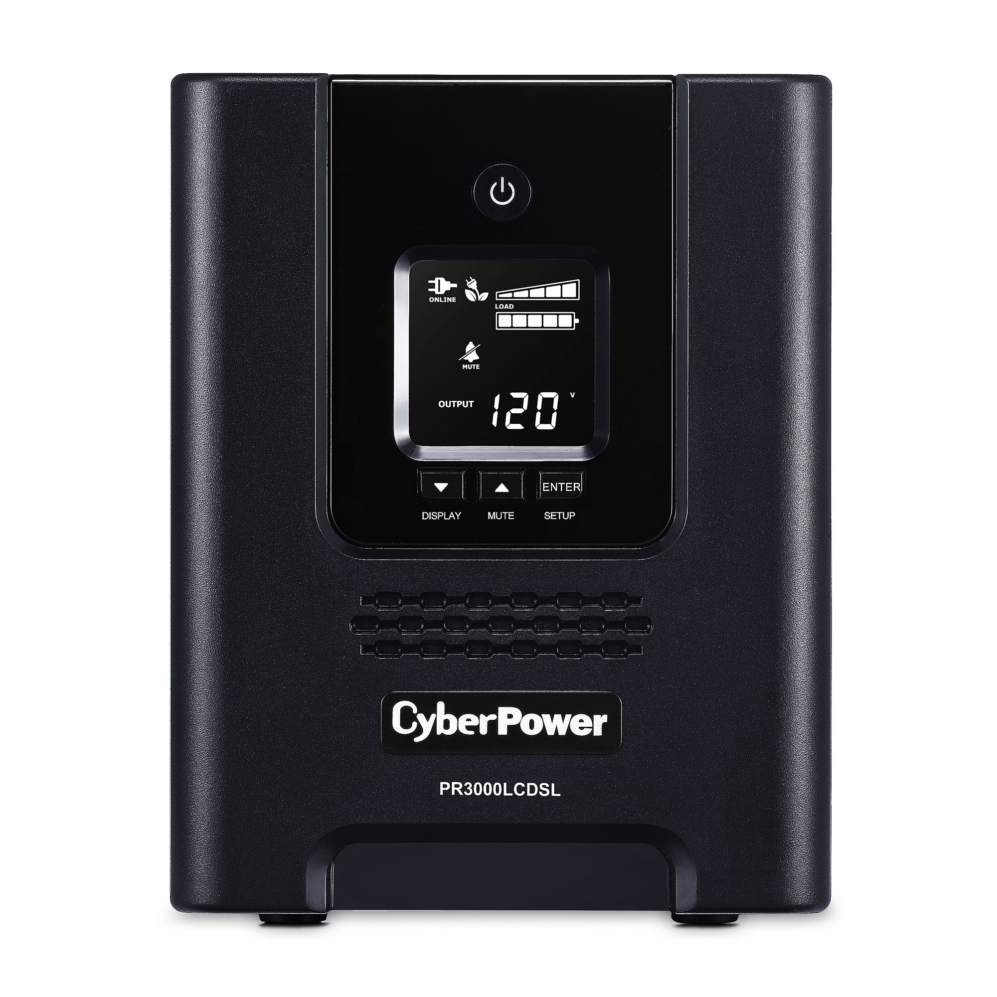 CYBERPOWER - PR3000LCDSL - 3000VA/2700W, Pure Sine Wave, NEMA L5-30P (straight), 10 ft, 6 NEMA 5-20R, 1 NEMA L5-30R, USB, Serial, SNMP, Relay, EPO, PowerPanel Business Edition software, Yes, 3 year warranty