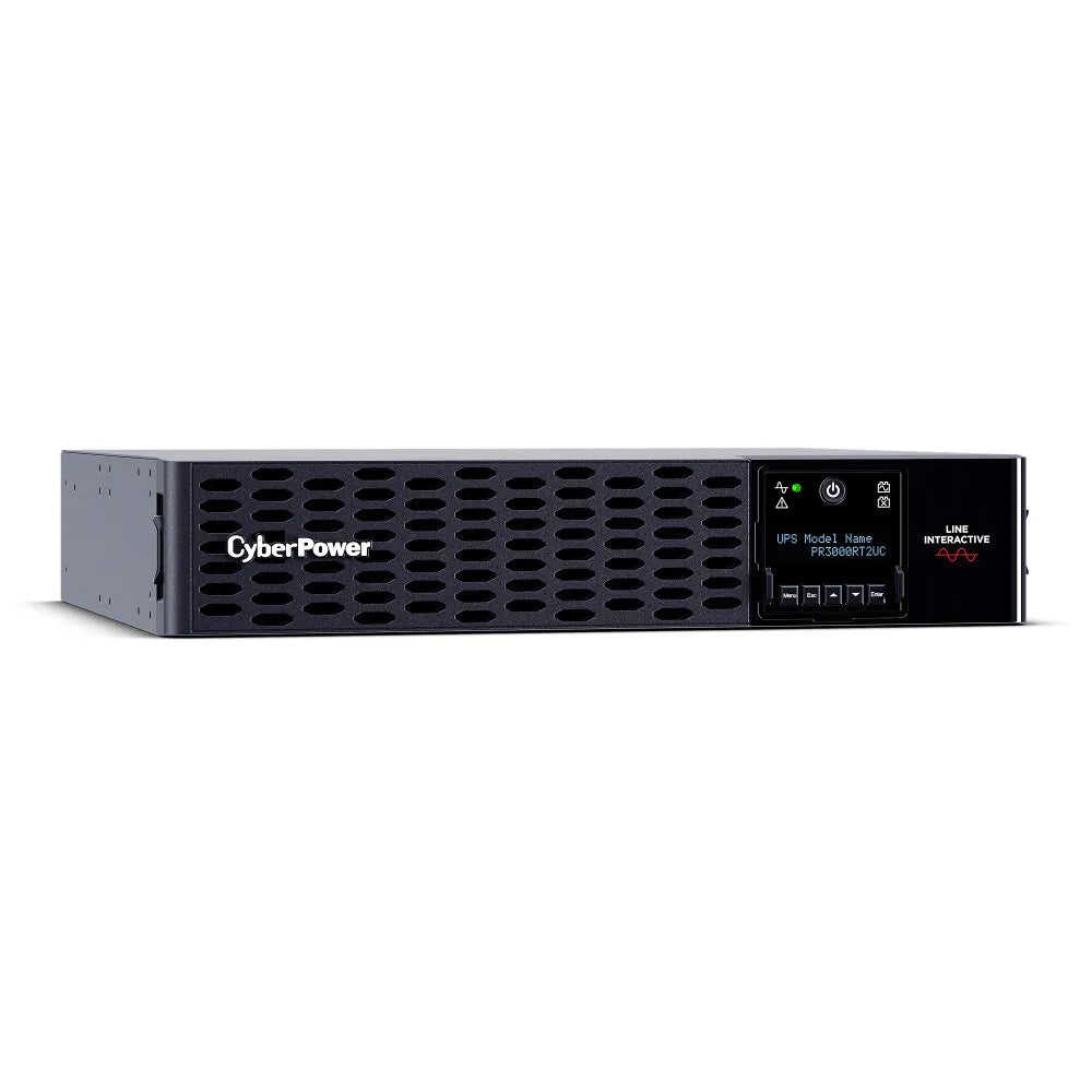 CYBERPOWER - PR3000RT2UC - 3000VA/3000W, Sine Wave, 2U, NEMA L5-30P, 10 Ft Cord, 8 NEMA 5-20R +1 NEMA L5-30R, USB, Serial, SNMP, Relay, EPO, PowerPanel Business Edition software, Built-in Cloud Monitoring, 3 Yr Warranty