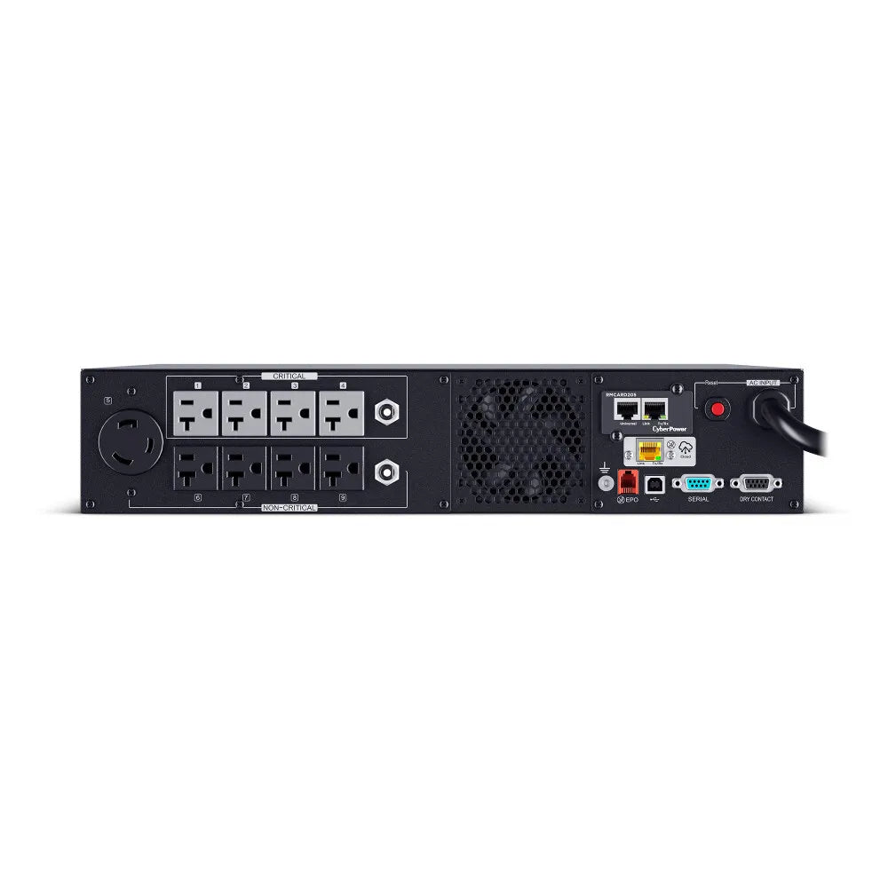 CYBERPOWER - PR3000RT2UCN - 3000VA/3000W, Sine Wave, 2U, NEMA L5-30P, 10 Ft Cord, 8 NEMA 5-20R +1 NEMA L5-30R, USB, Serial, SNMP, Cloud, Relay, EPO, PowerPanel Business Edition software, 3 Yr Warranty