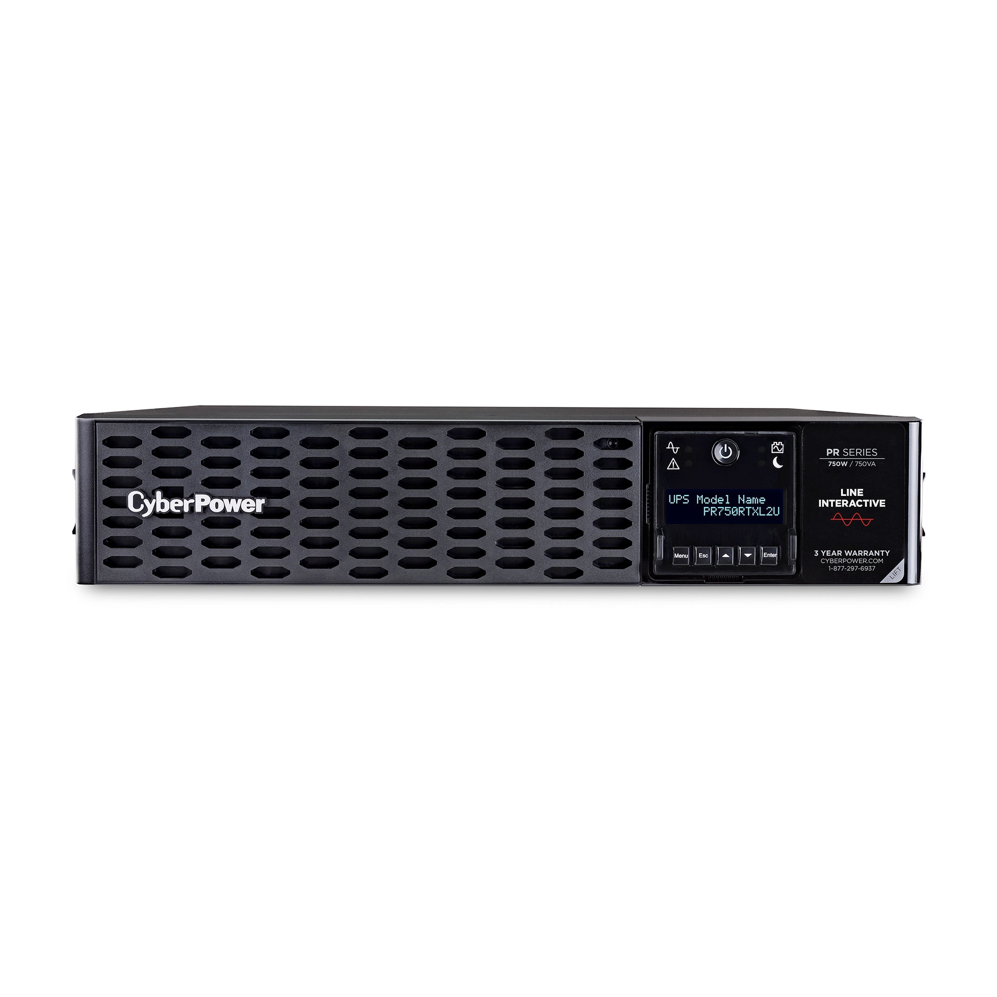 Cyber Power - PR750RTXL2U - UPS SYSTEMS New Smart App 750VA/750W, Sine Wave, 2U, NEMA 5-15P, 10 Ft Cord