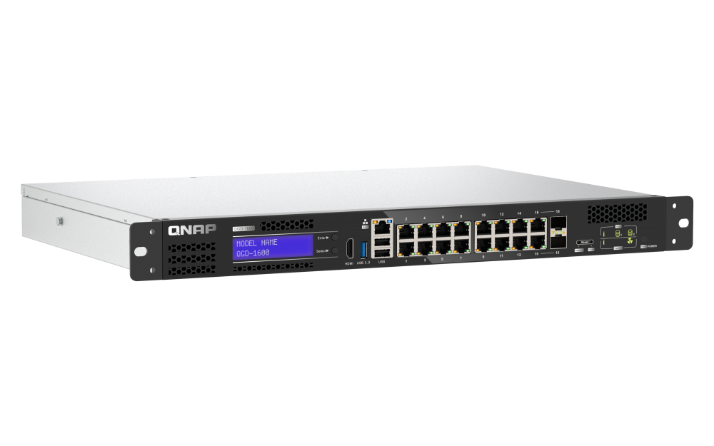 QNAP - QGD-1600-8G-US - QNAP 16-port 1GbE Switch with 2 RJ45 and SFP+ Combo Port with Intel CeleronJ411 Processor and 8GB DDR4 RAM