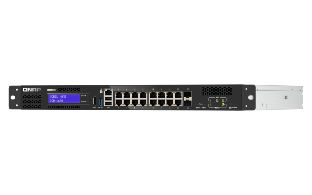 QNAP - QGD-1600-8G-US - QNAP 16-port 1GbE Switch with 2 RJ45 and SFP+ Combo Port with Intel CeleronJ411 Processor and 8GB DDR4 RAM