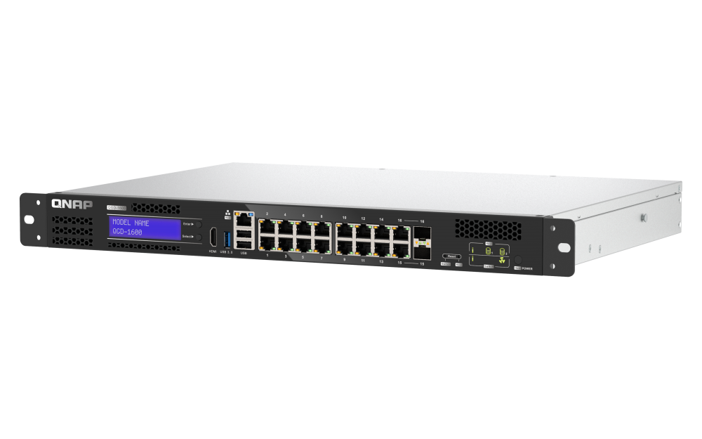 QNAP - QGD-1600-8G-US - QNAP 16-port 1GbE Switch with 2 RJ45 and SFP+ Combo Port with Intel CeleronJ411 Processor and 8GB DDR4 RAM