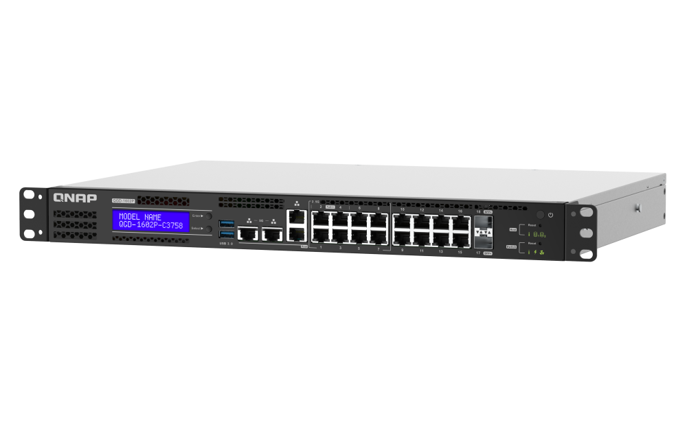 QNAP - QGD-1602P-C3558-8G-US - QGD-1602P-C3558: 8 2.5GbE PoE ports(4 port IEEE 803.3bt PoE ++ supply 90W, 4 port 803.3at PoE ++ Supply 30W)
