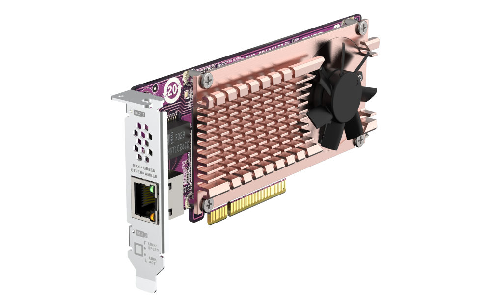 QNAP - QM2-2P10G1TB - QM2 Series, 2 x PCIe 2280 M.2 SSD Slots, PCIe Gen3 x 8