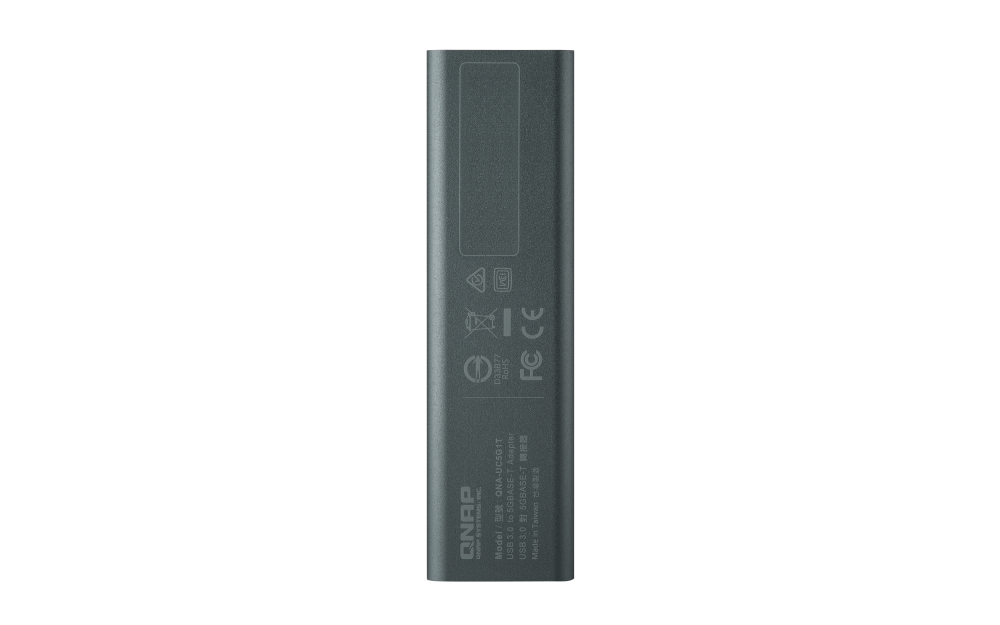 QNAP - QNA-UC5G1T - USB 3.0 to single port RJ45 5GbE/2.5GbE/1GbE/100MbE adapter, bus powered, USB type-c, 20cm USB-C to USB-A cable