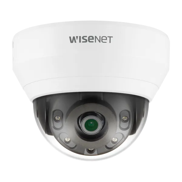 Hanwha - QND-6012R1 - Wisenet Q network indoor dome camera, 2MP @ 30fps, 2.8mm fixed focal lens (113°), triple codec H.265/H.264/MJPEG with Wisestream II, 120dB WDR, IR LEDs range 65', defocus detection, hallway View, no audio in/out, built-in SD car